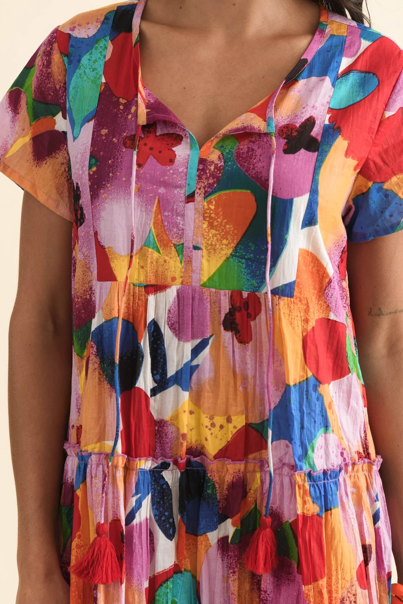 Nona Pink Bloom Crinkle Cotton Maxi Dress - Image 6
