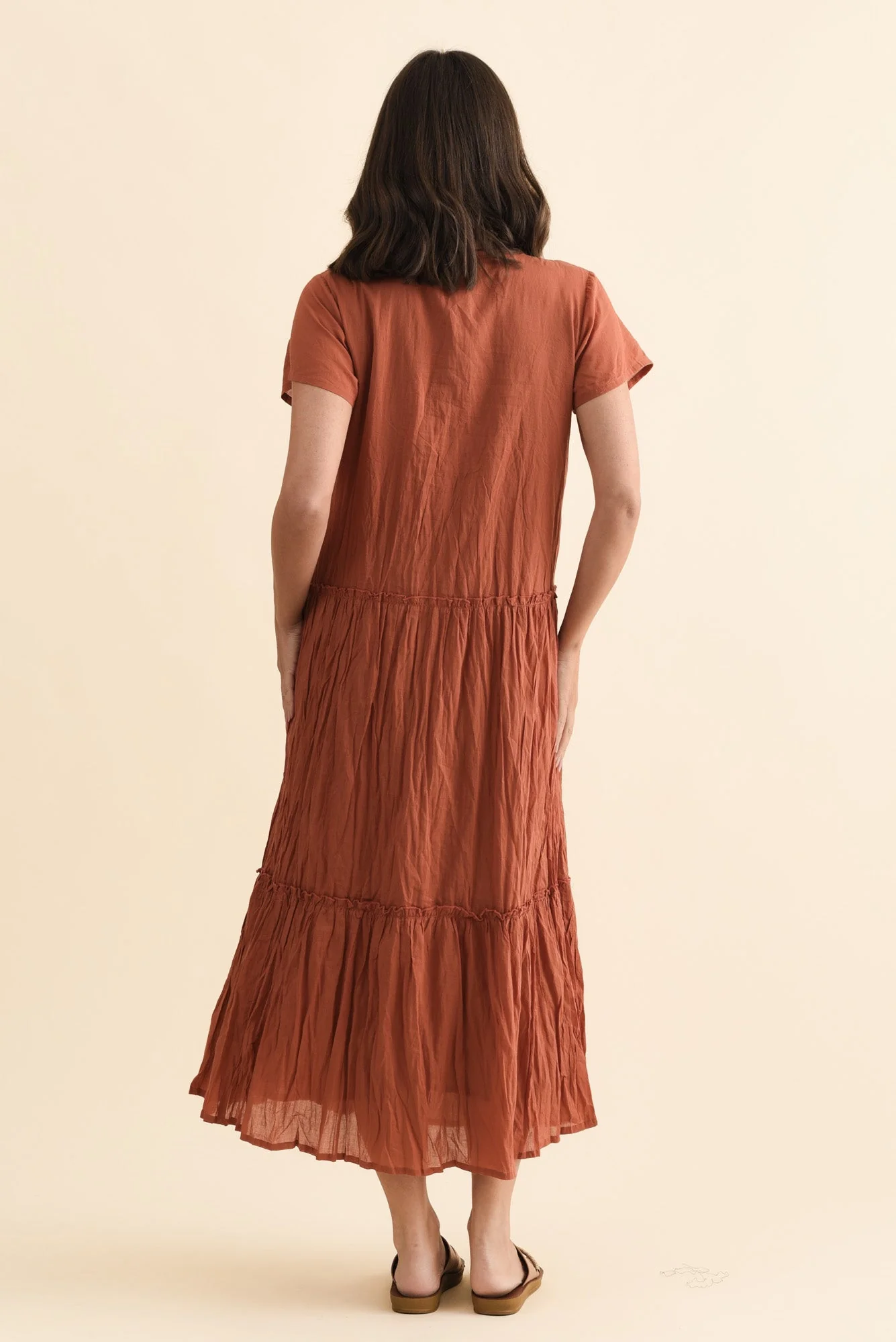 Nona Rust Crinkle Cotton Maxi Dress - Image 4