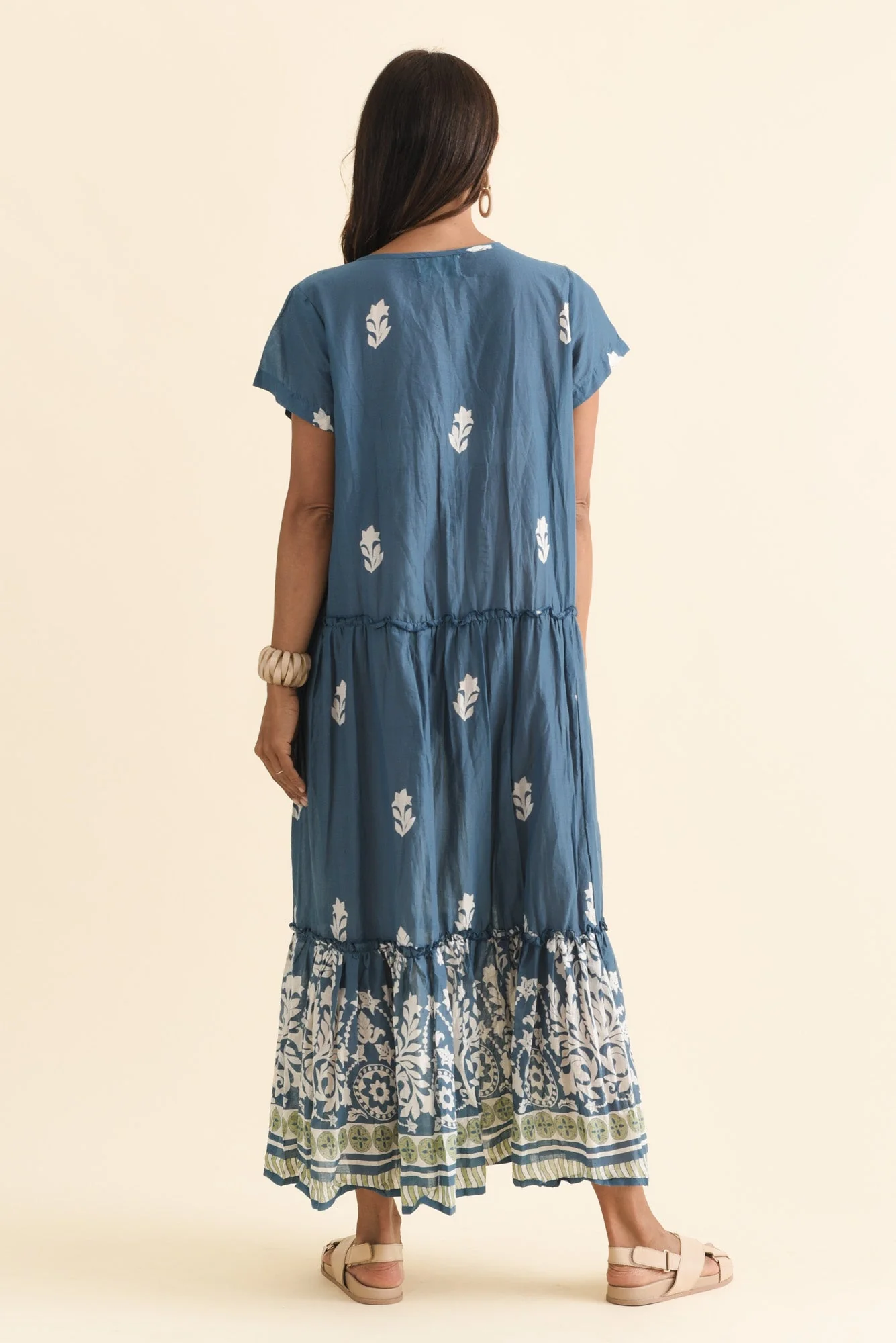 Nona Steel Abstract Crinkle Cotton Maxi Dress - Image 5