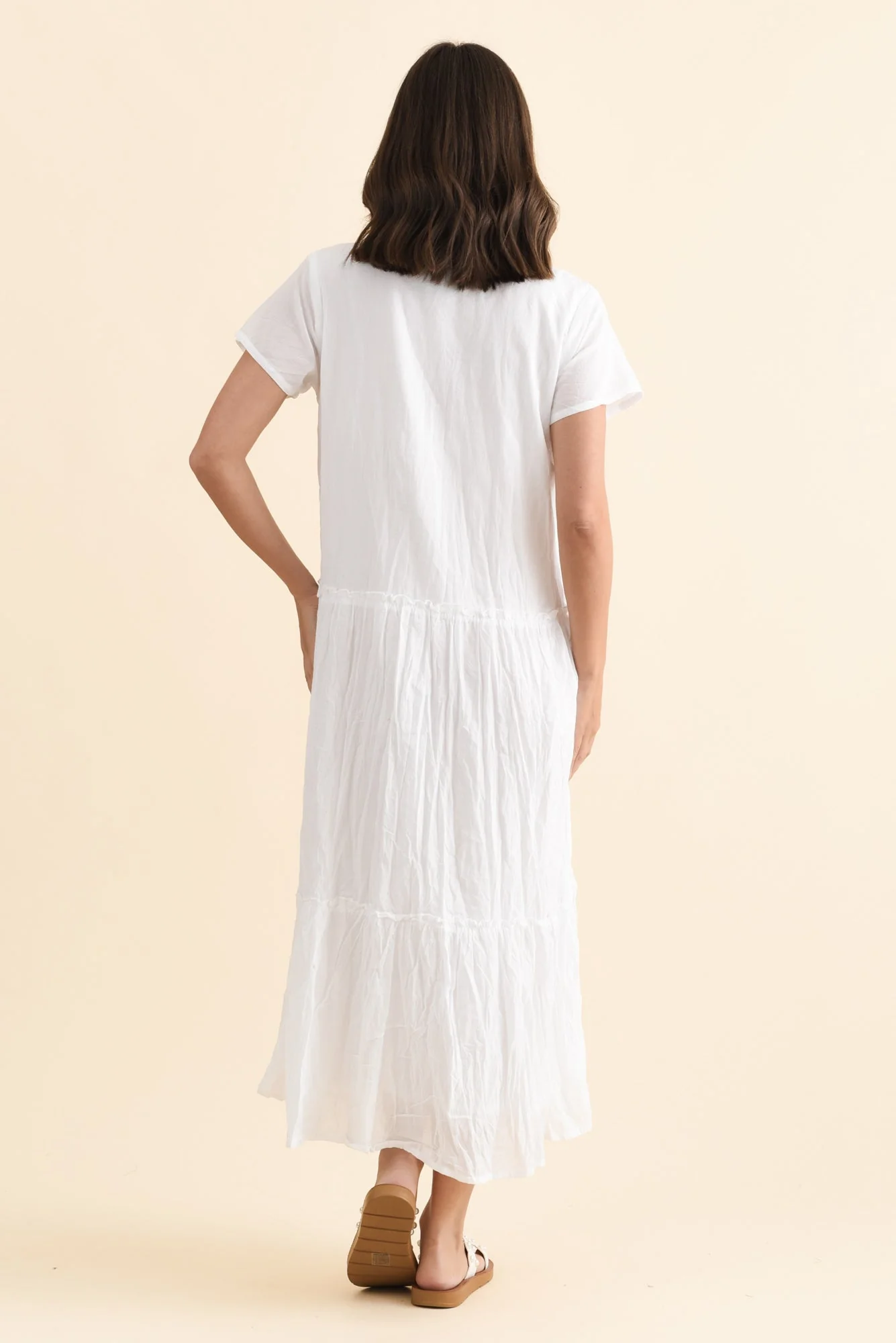 Nona White Crinkle Cotton Maxi Dress - Image 4