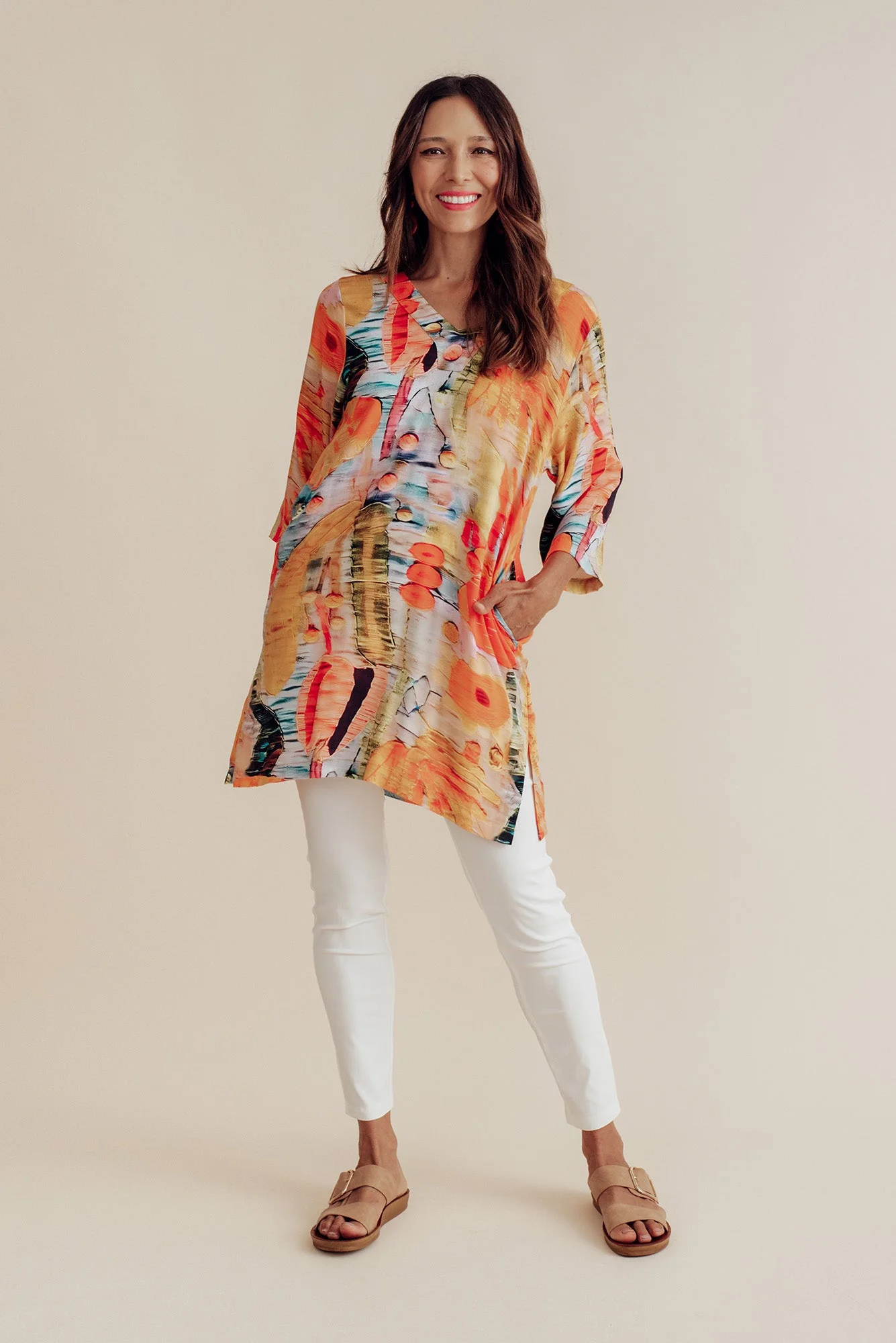 Nora White Stretch 7/8 Pants - Image 2