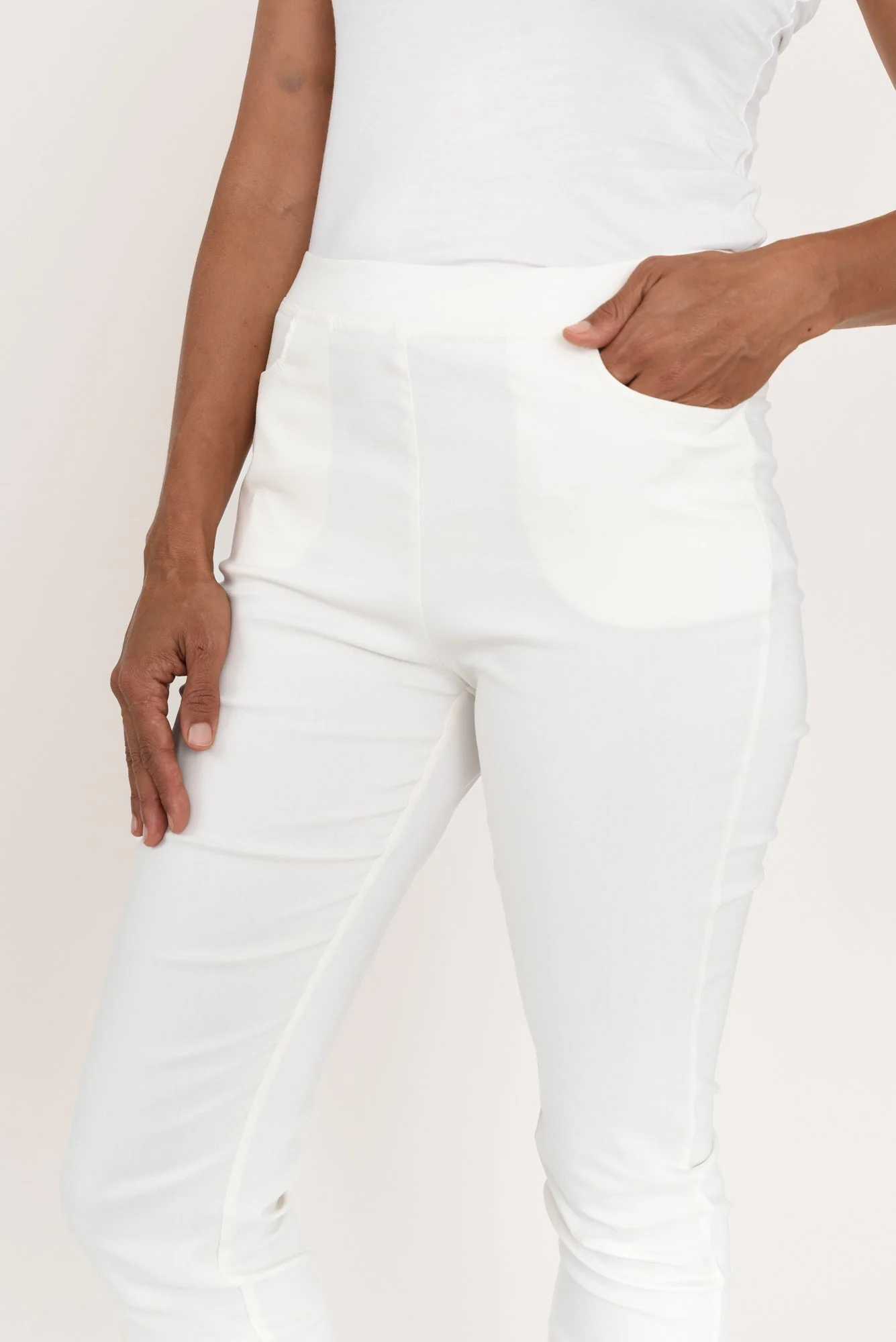 Nora White Stretch Pants - Image 3