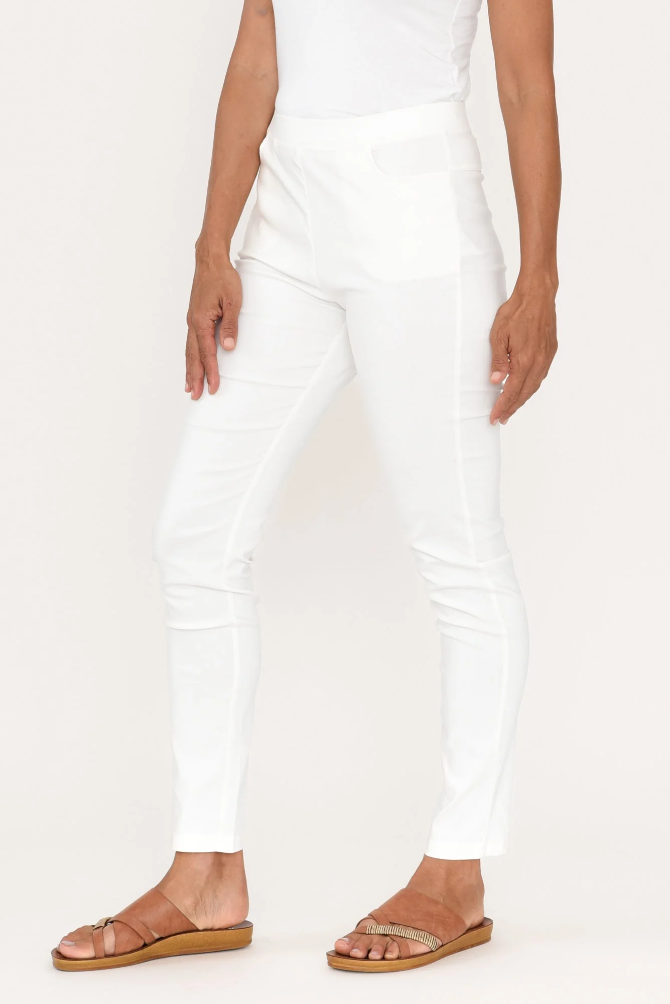 Nora White Stretch Pants - Image 4