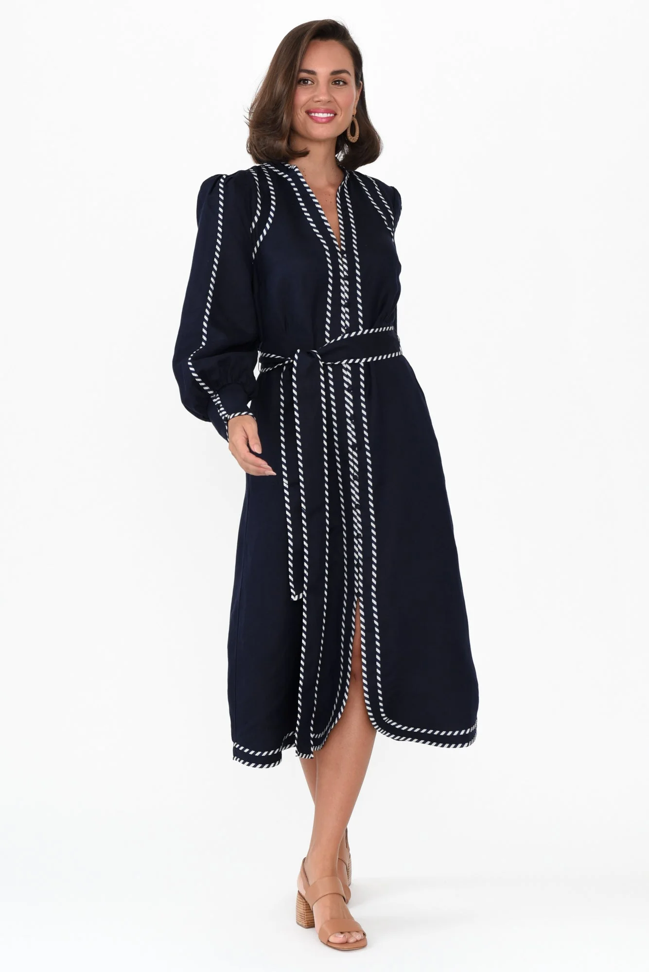 Nova Navy Ink Linen Blend Dress - Image 6