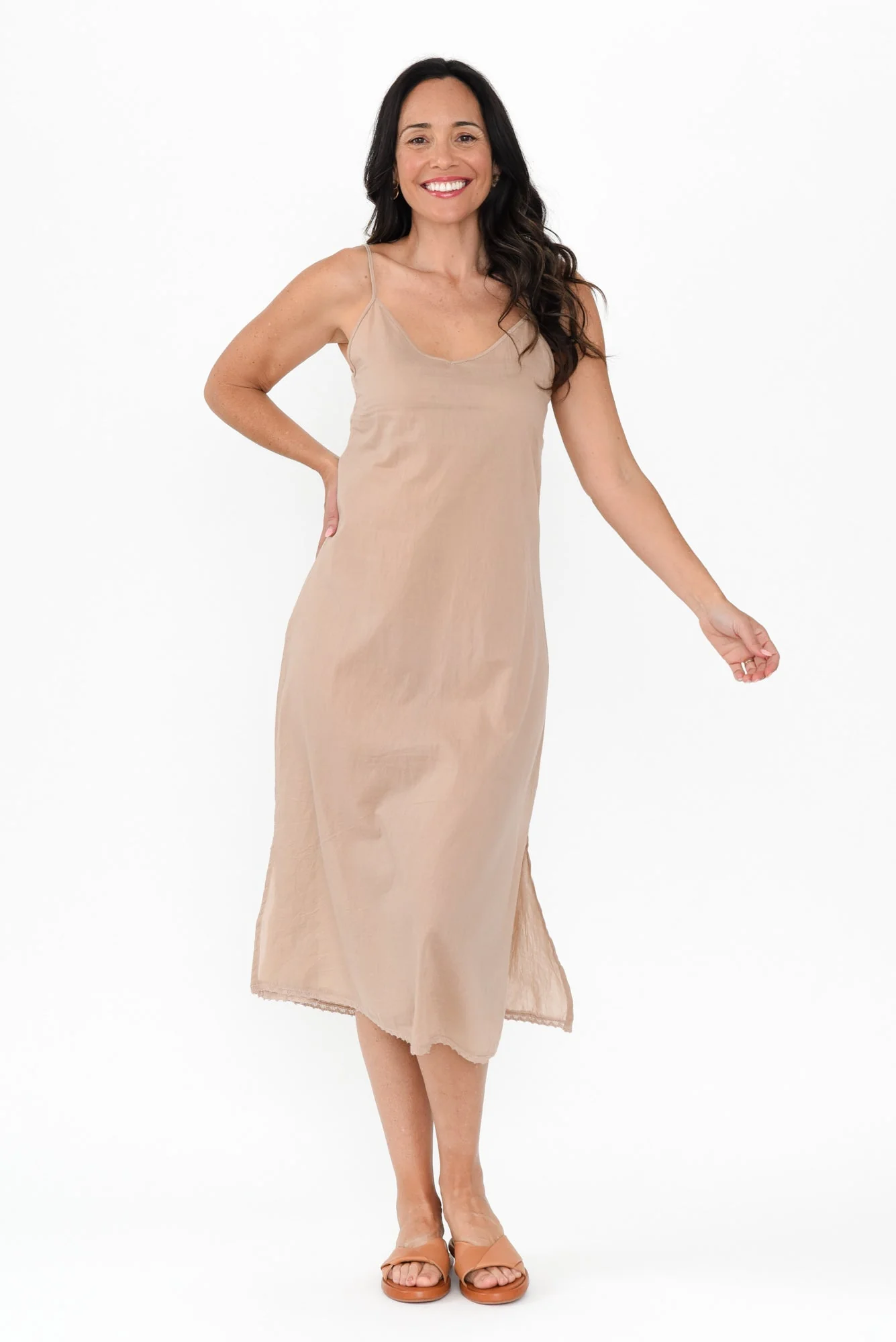 Nude Cotton Maxi Slip Dress - Image 2