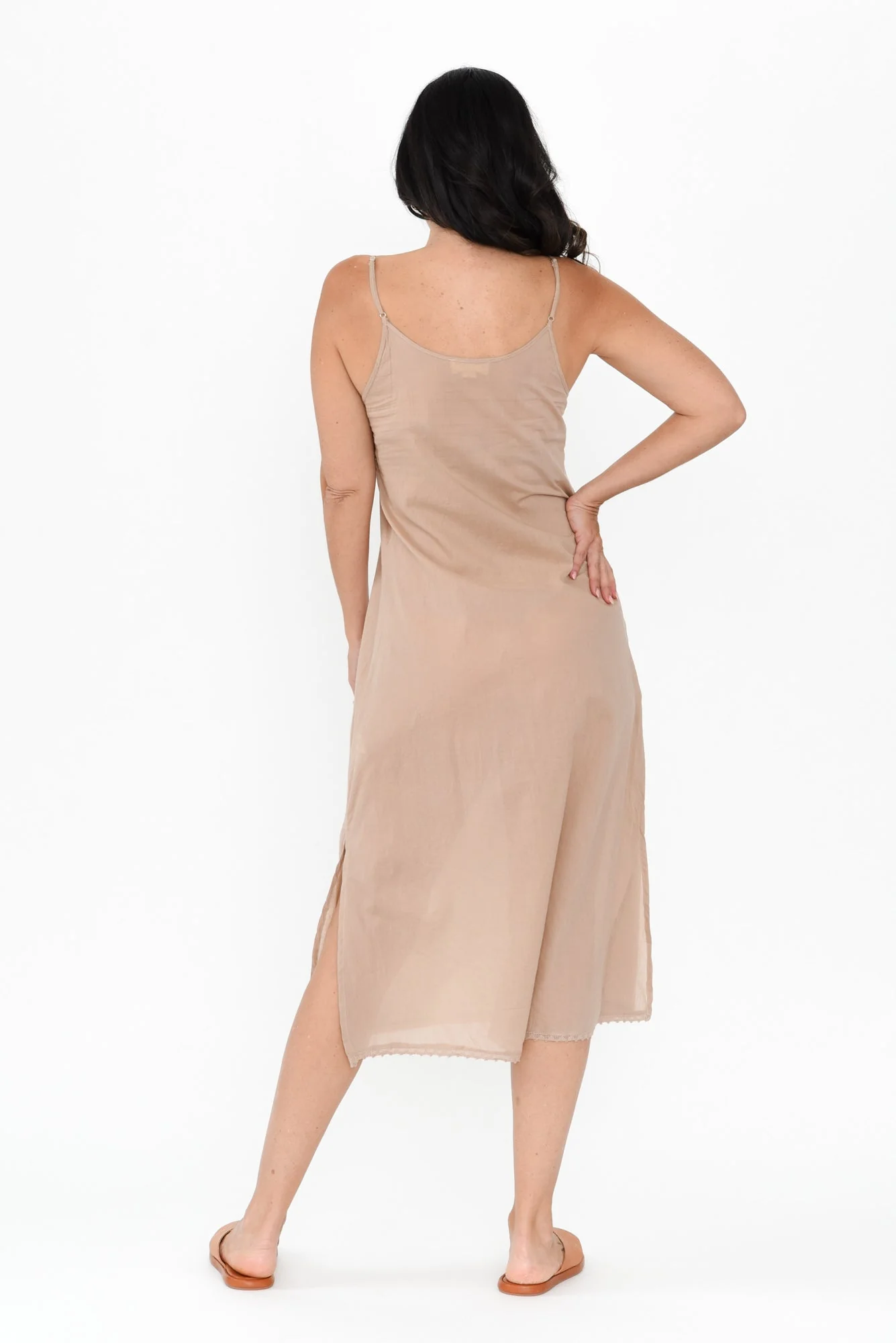 Nude Cotton Maxi Slip Dress - Image 4