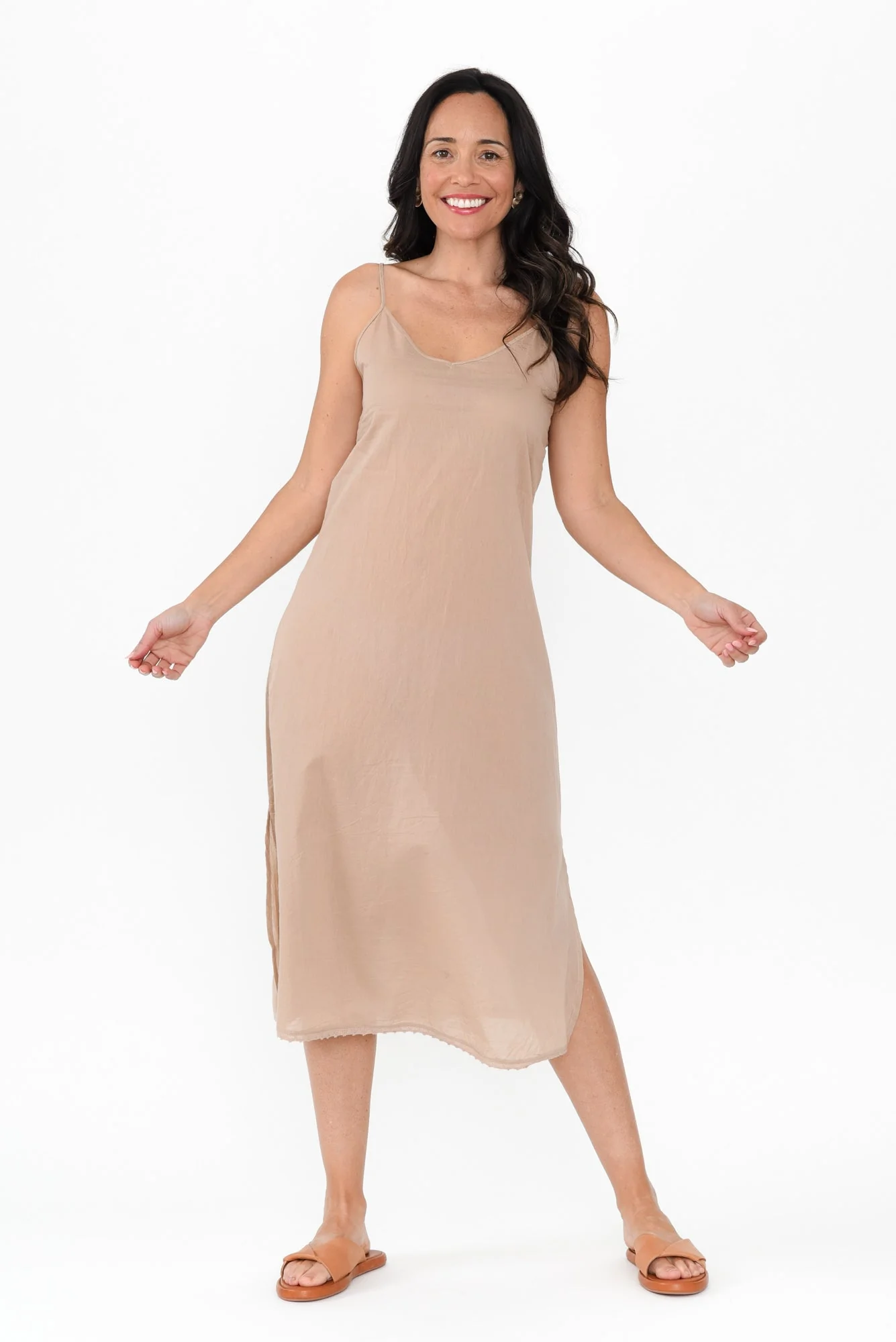 Nude Cotton Maxi Slip Dress - Image 6