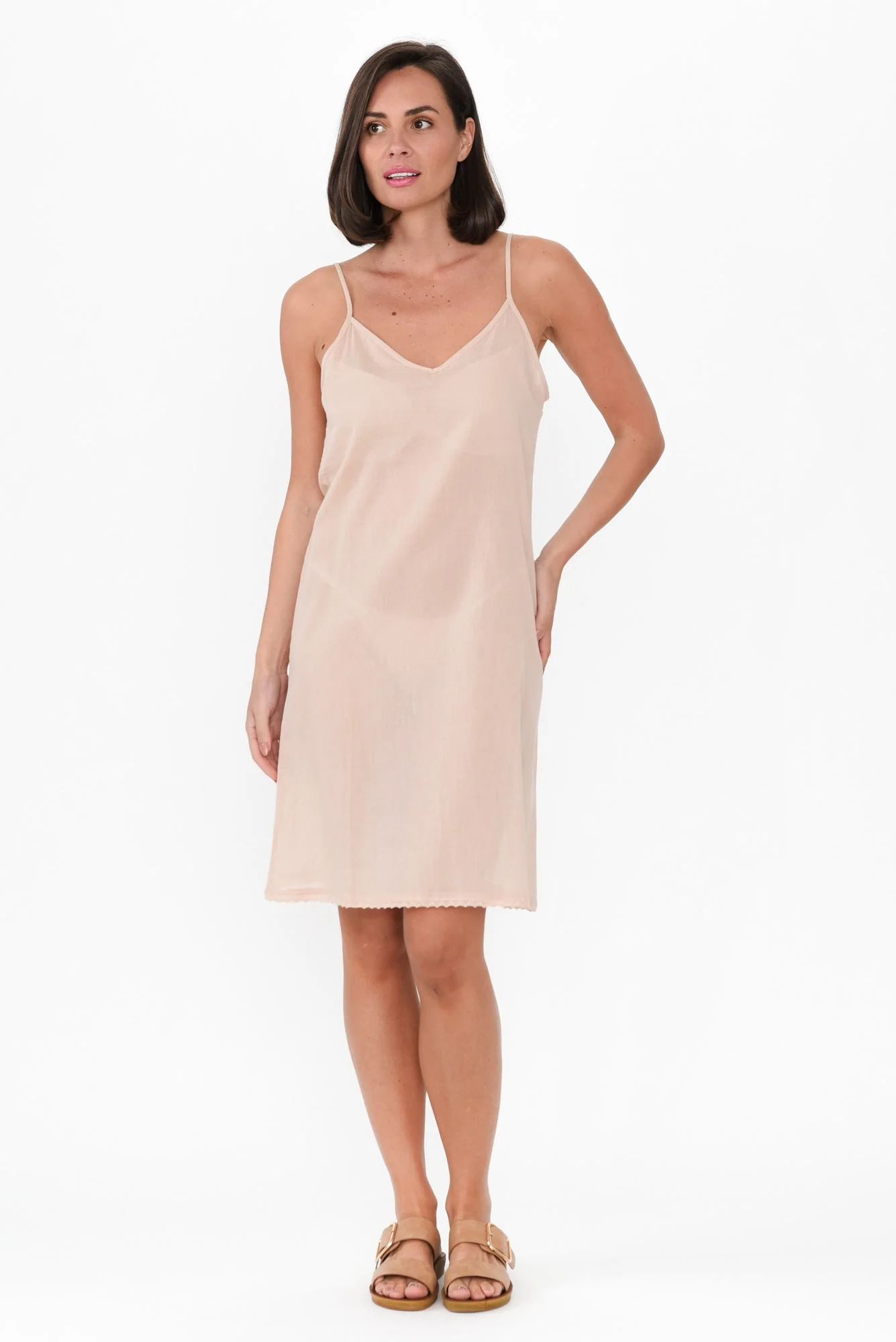 Nude Cotton Slip Dress - Image 2