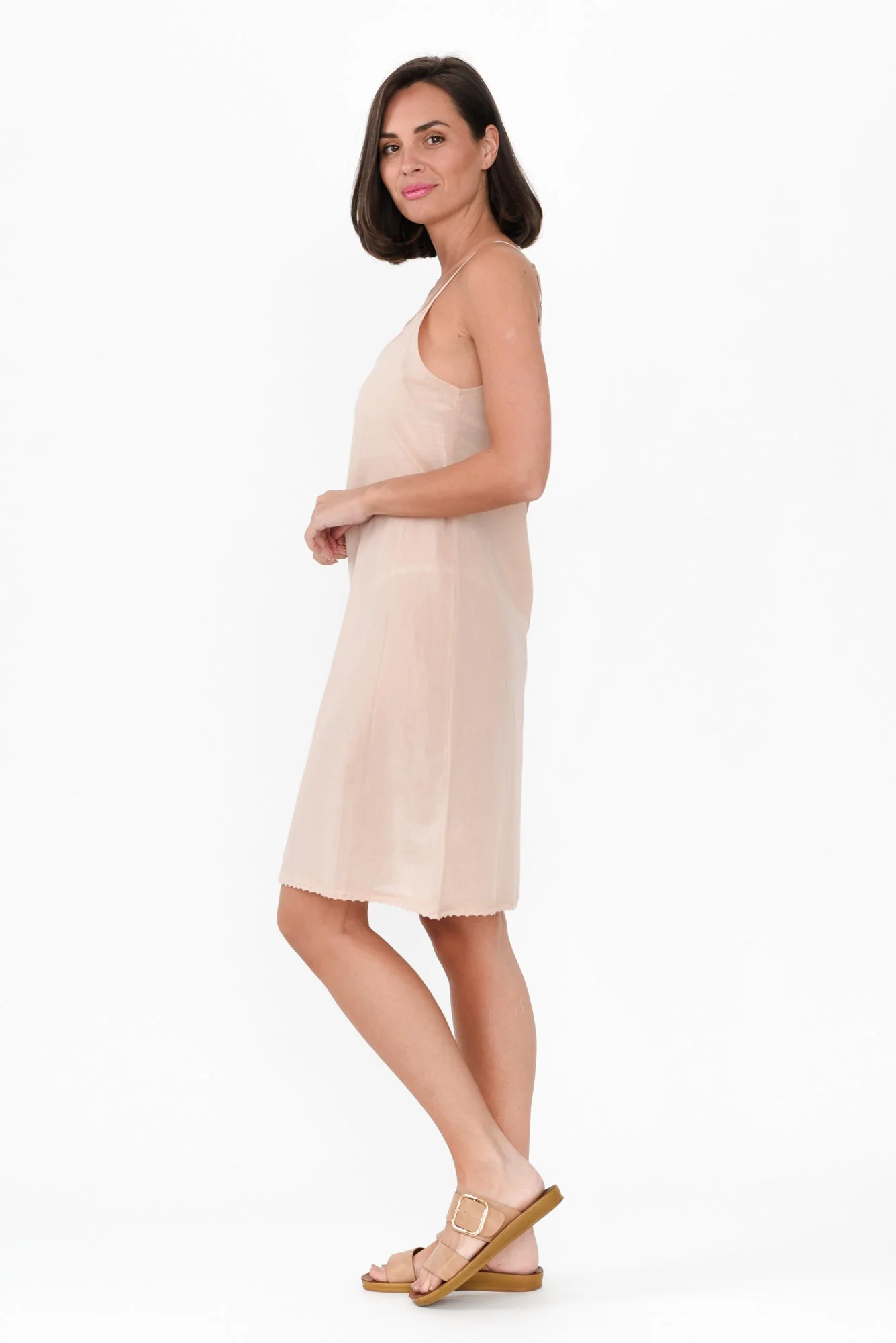 Nude Cotton Slip Dress - Image 3