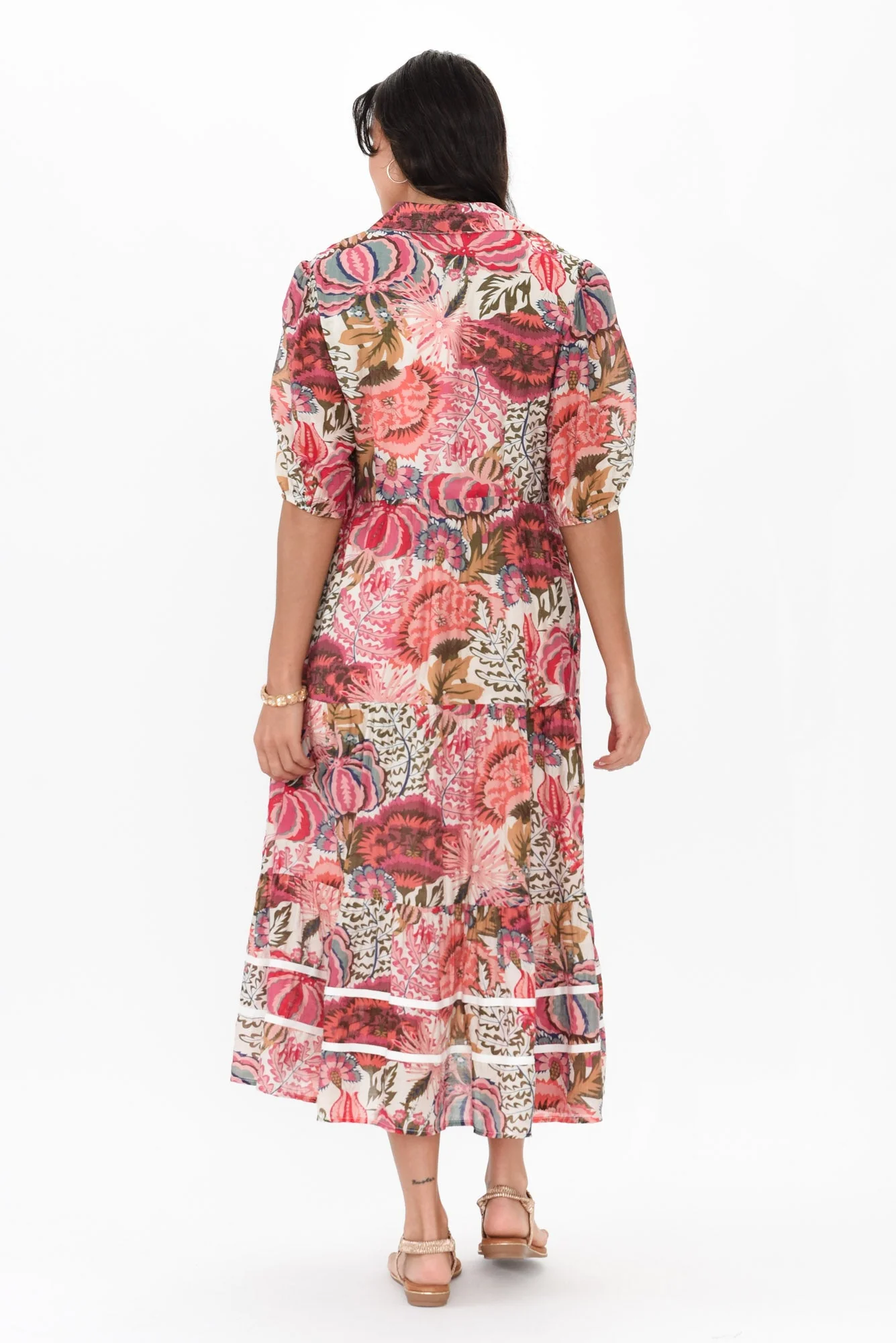 Nylah Pink Floral Cotton Blend Dress - Image 4
