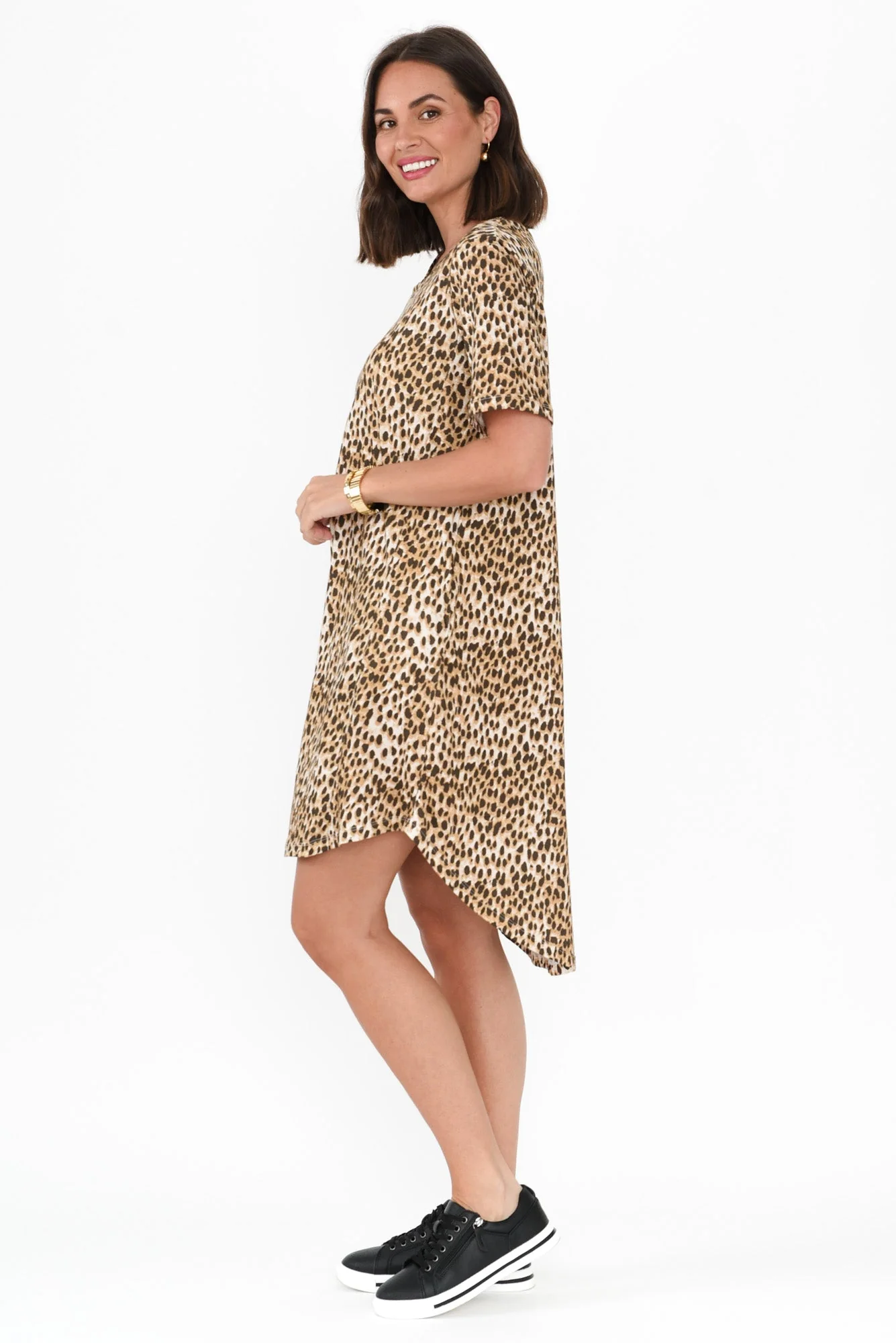 Nyree Brown Leopard Hi Lo Cotton Dress - Image 4