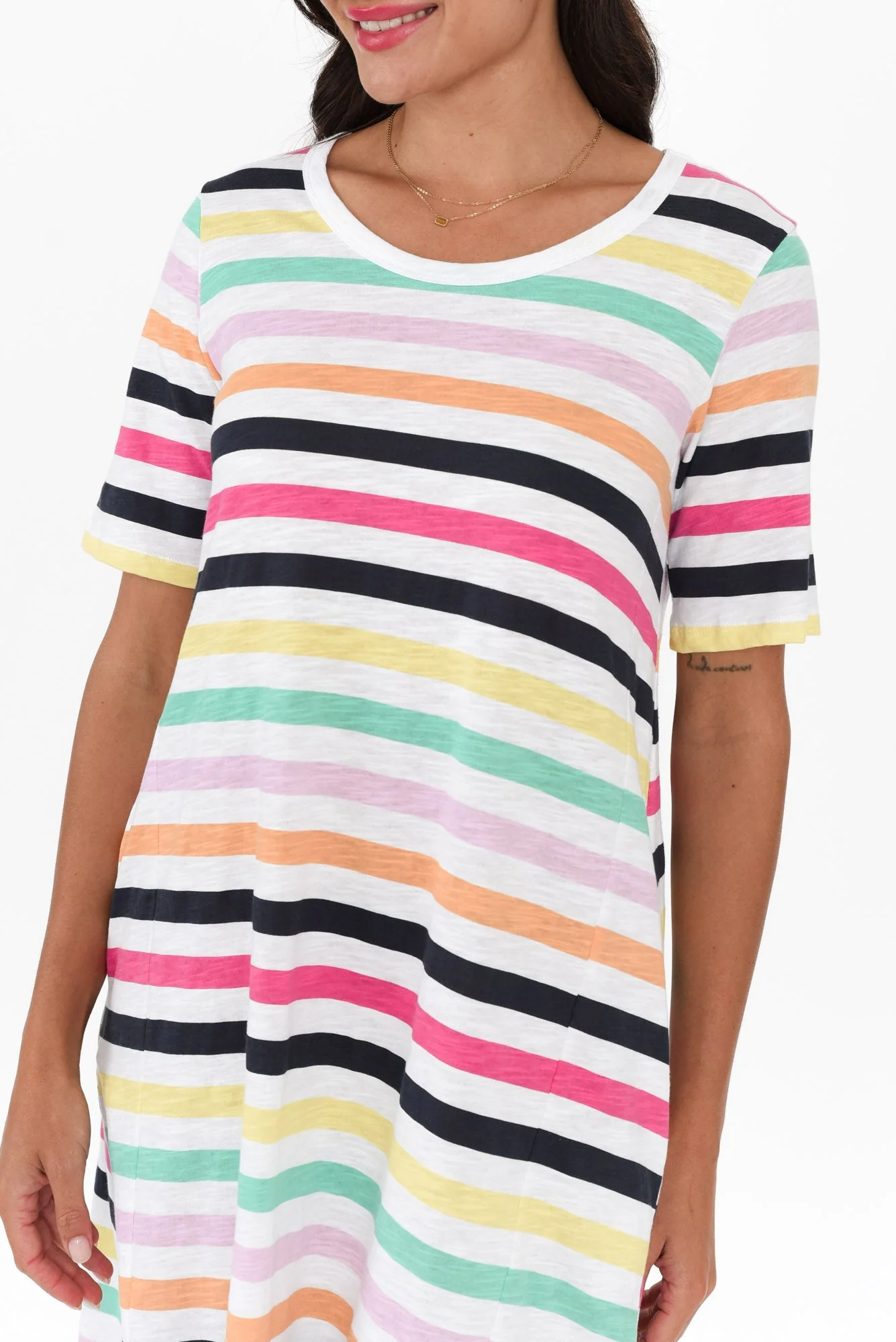 Nyree Rainbow Stripe Hi Lo Cotton Dress - Image 5