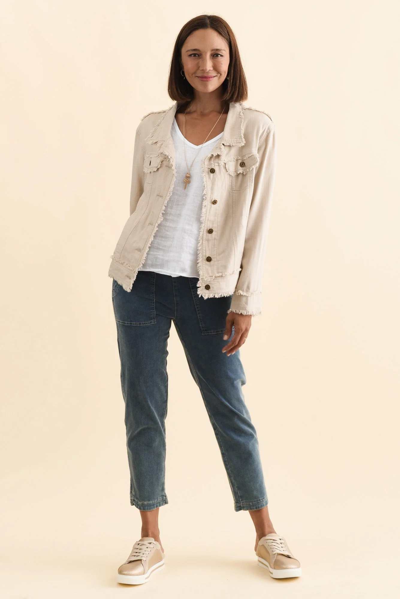 Oakley Beige Linen Frayed Jacket - Image 2