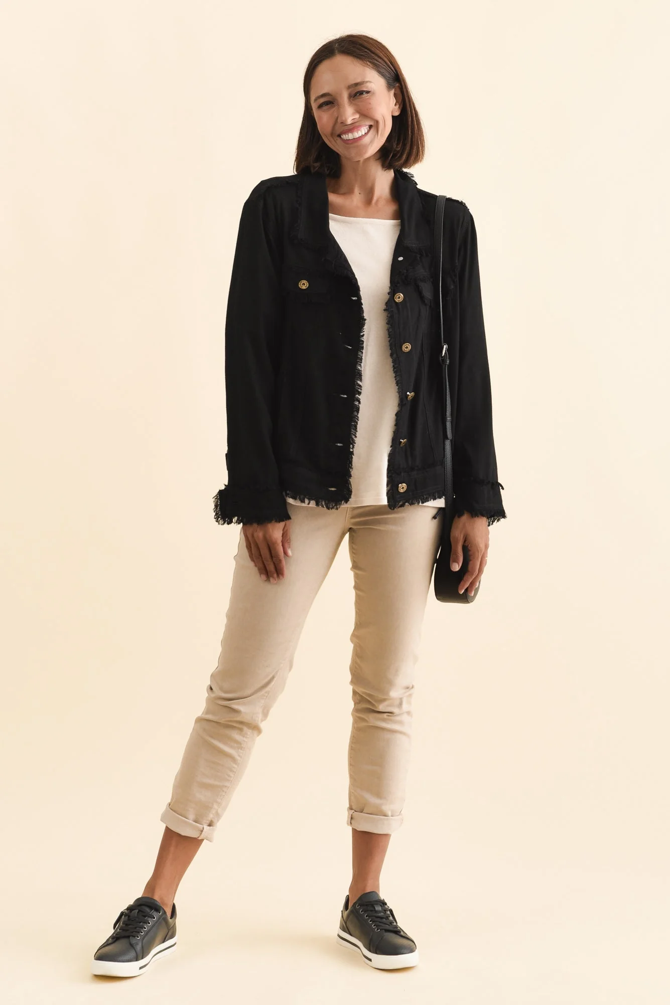 Oakley Black Linen Frayed Jacket - Image 2