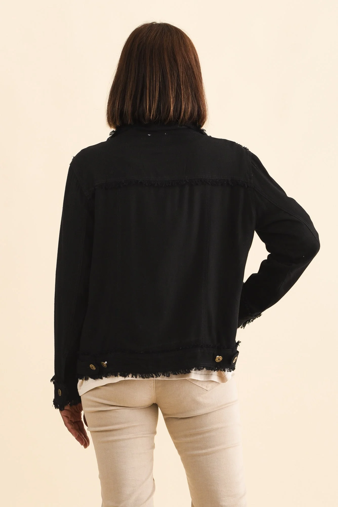 Oakley Black Linen Frayed Jacket - Image 4