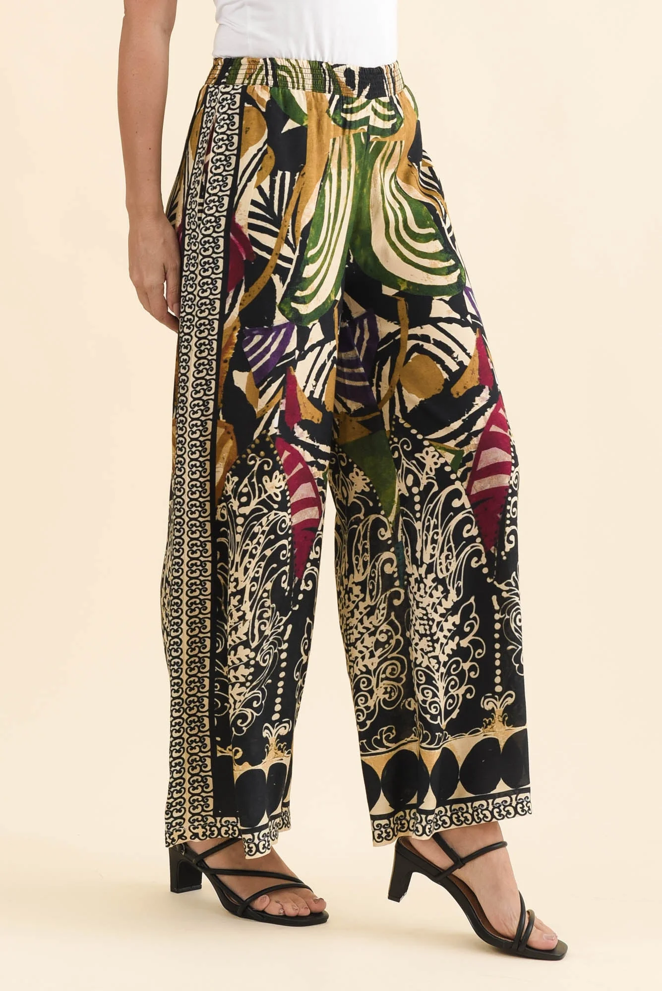 Odia Green Mosaic Wide Leg Pants - Image 3