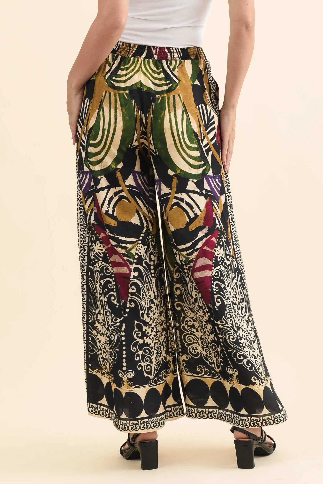 Odia Green Mosaic Wide Leg Pants - Image 4