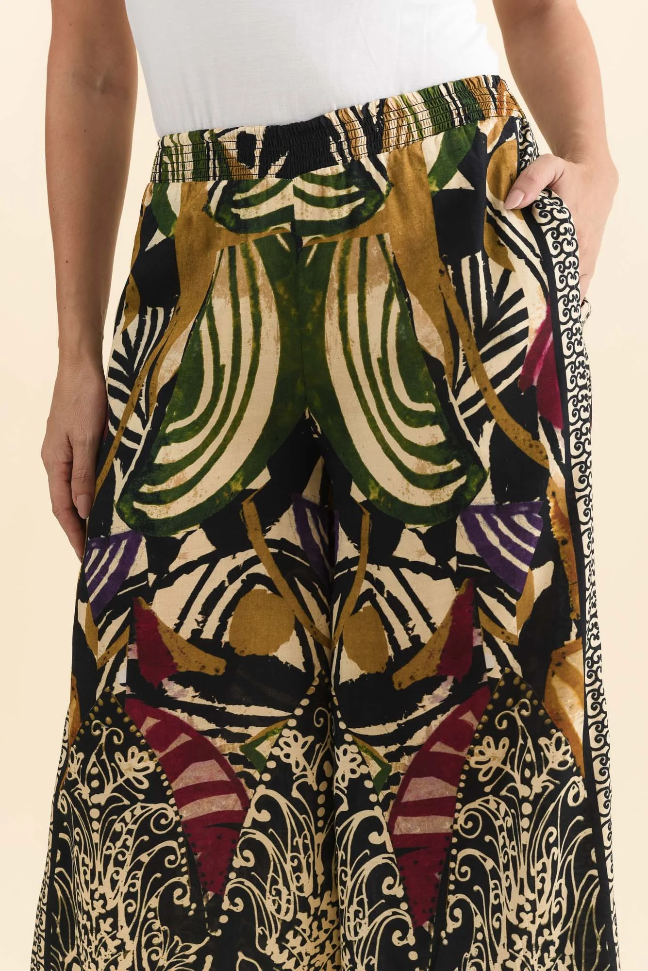 Odia Green Mosaic Wide Leg Pants - Image 5