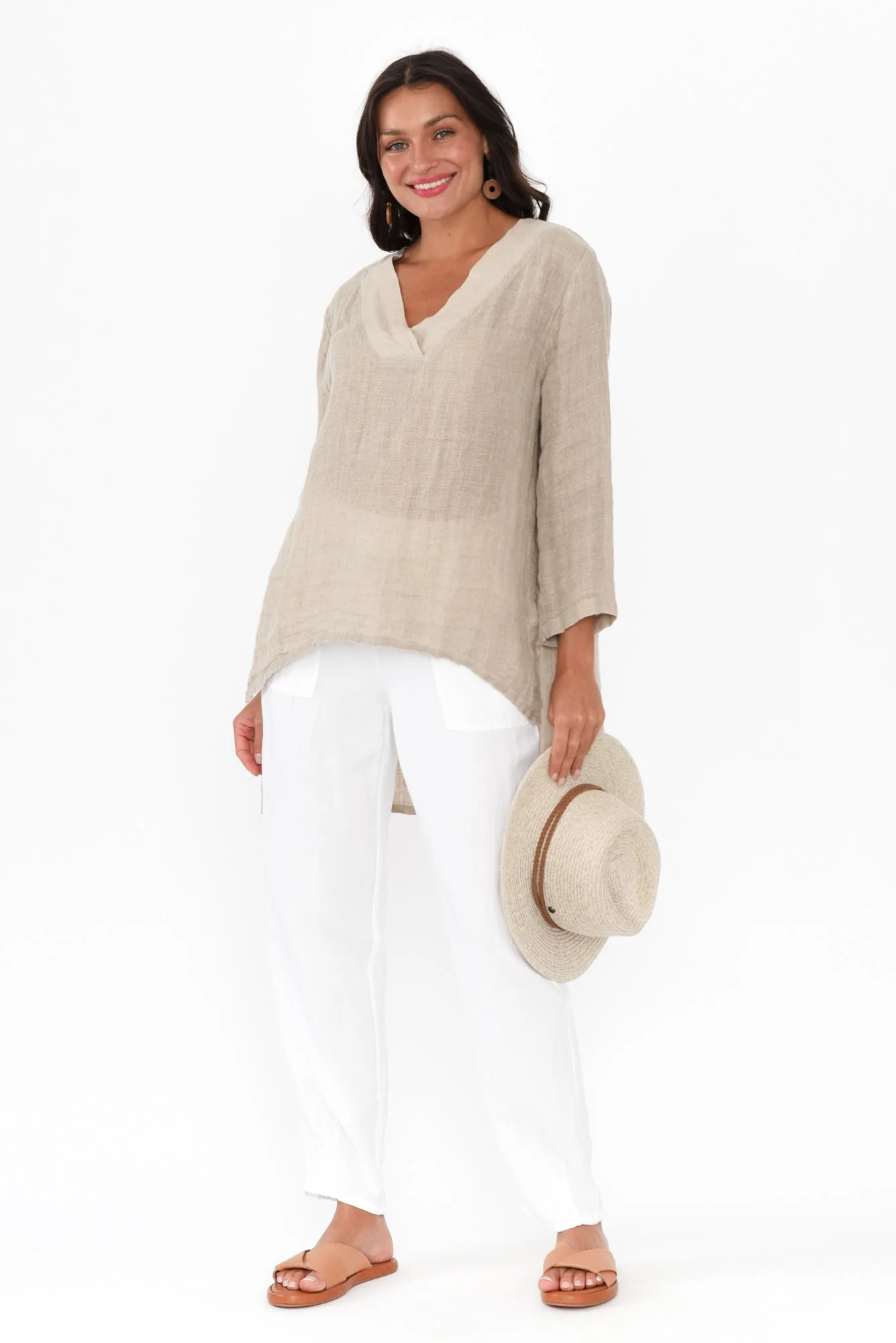 Ofi Natural Linen Tunic Top - Image 3