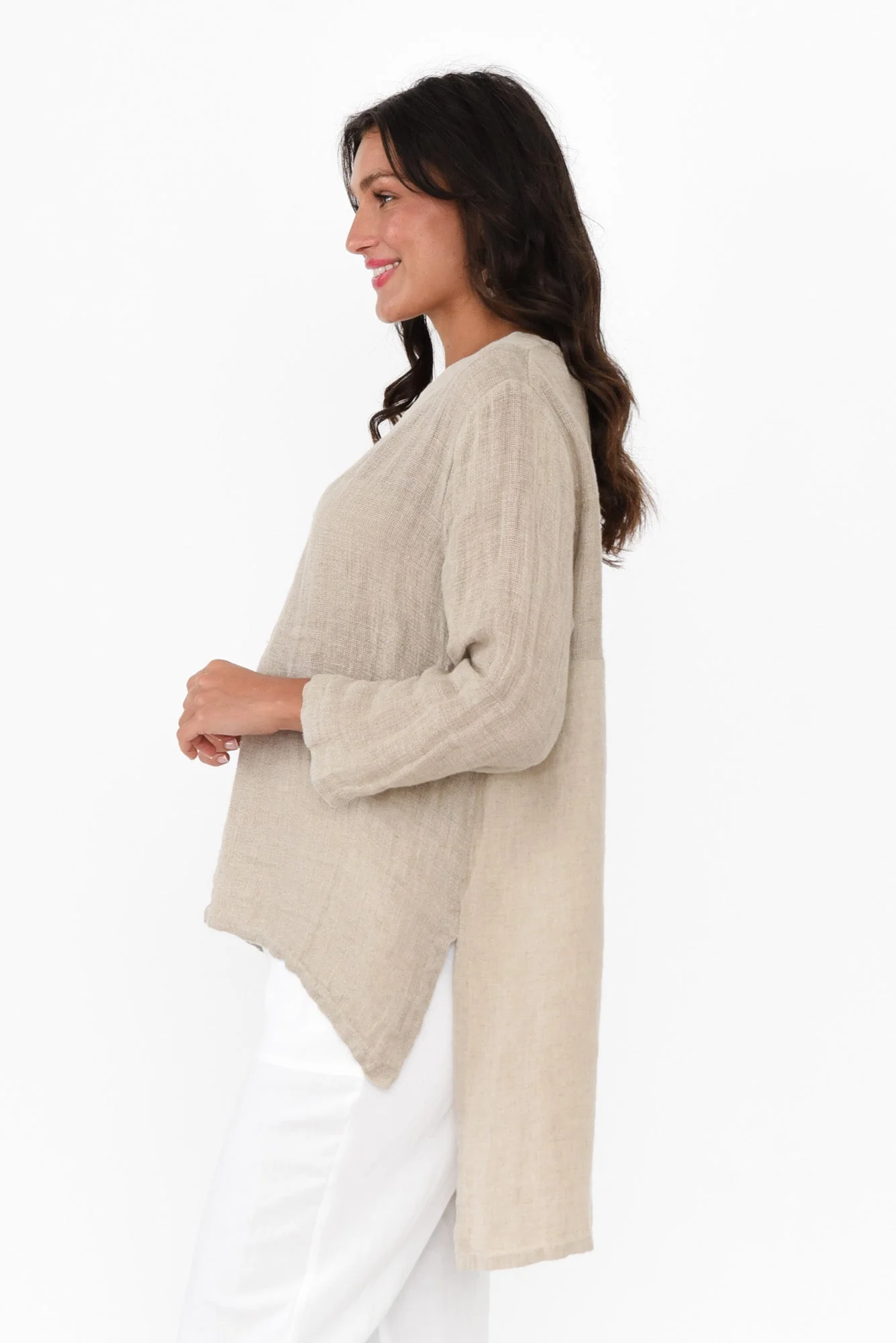 Ofi Natural Linen Tunic Top - Image 4