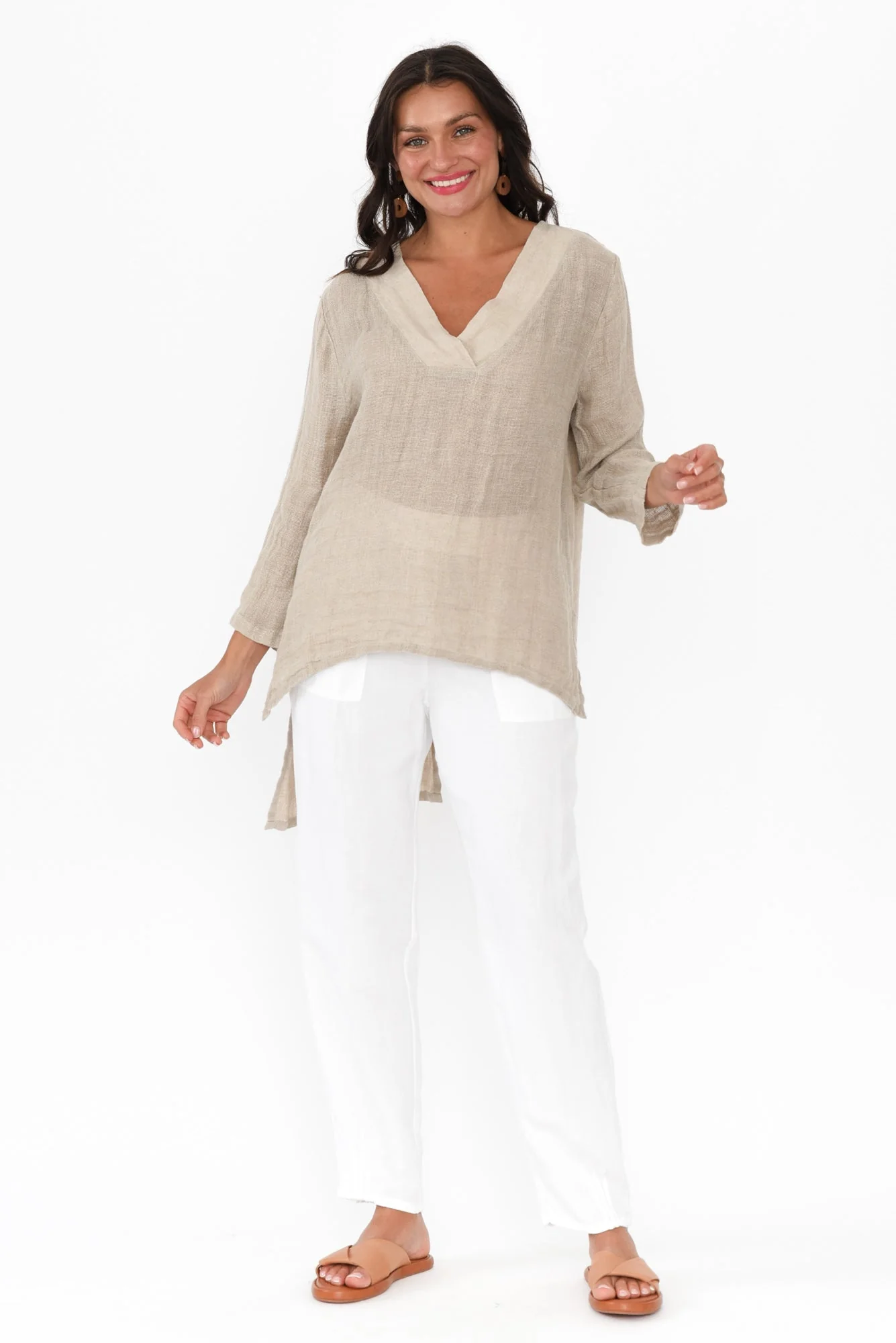Ofi Natural Linen Tunic Top - Image 7