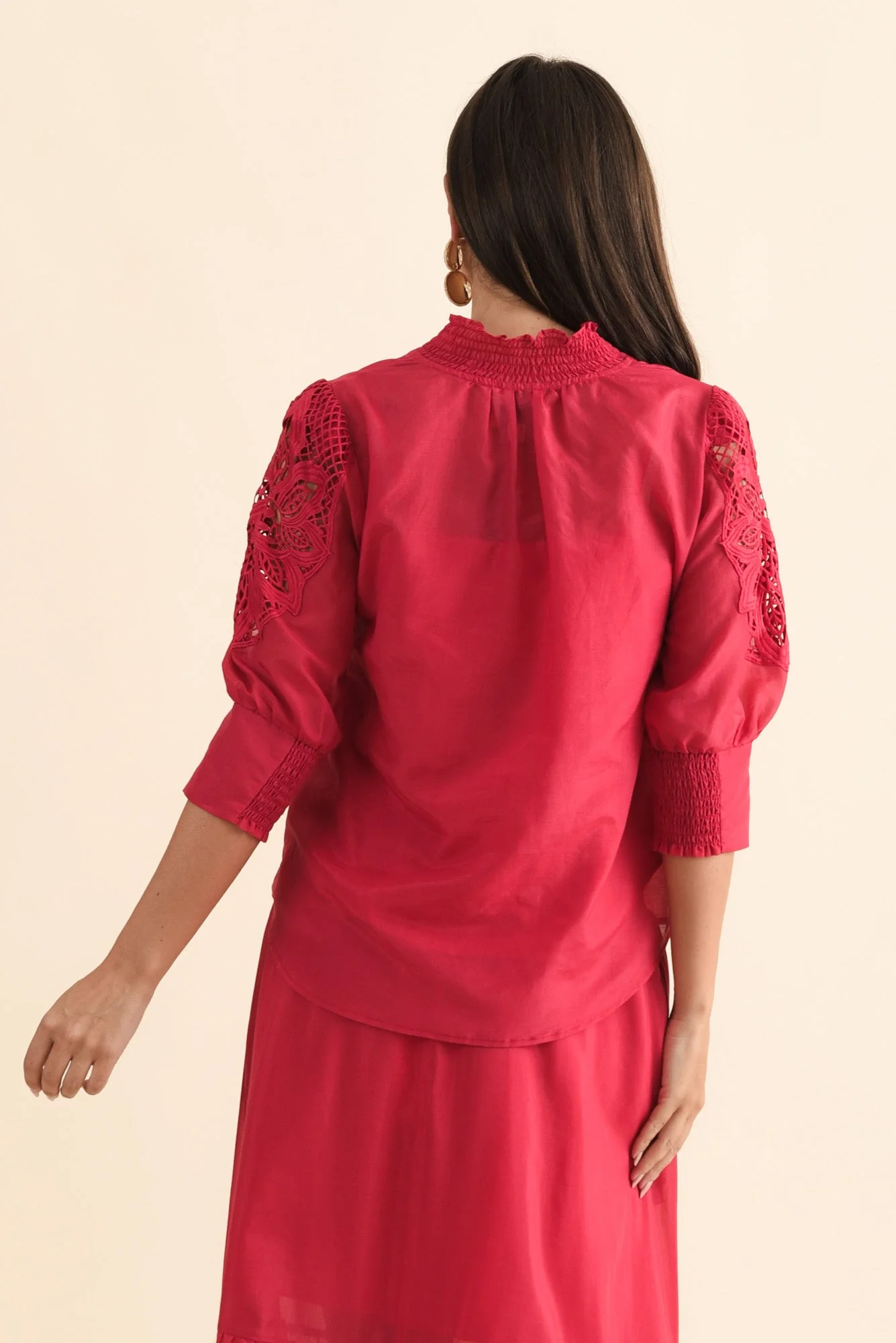 Oleander Ruby Cotton Silk Blouse - Image 4
