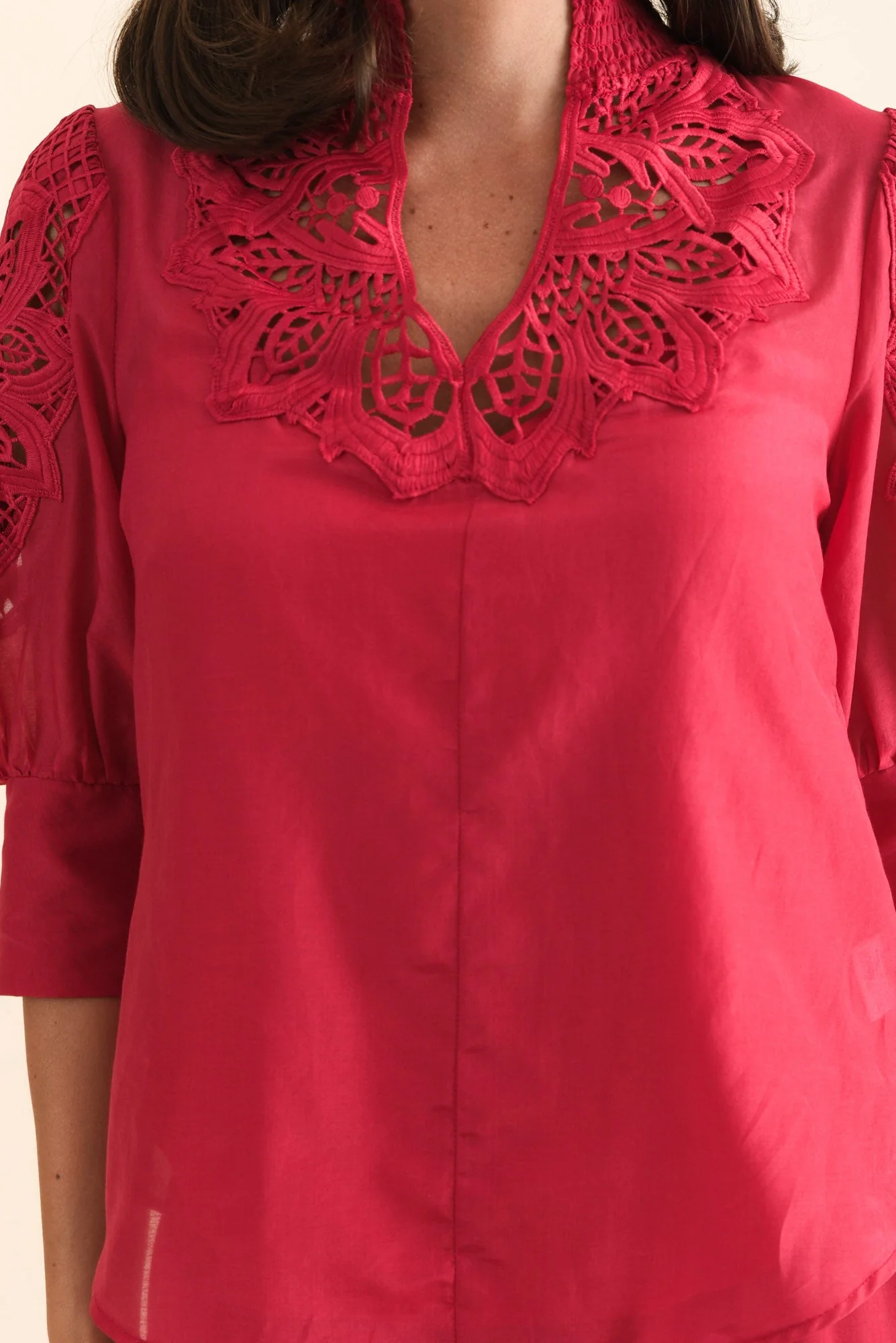 Oleander Ruby Cotton Silk Blouse - Image 5