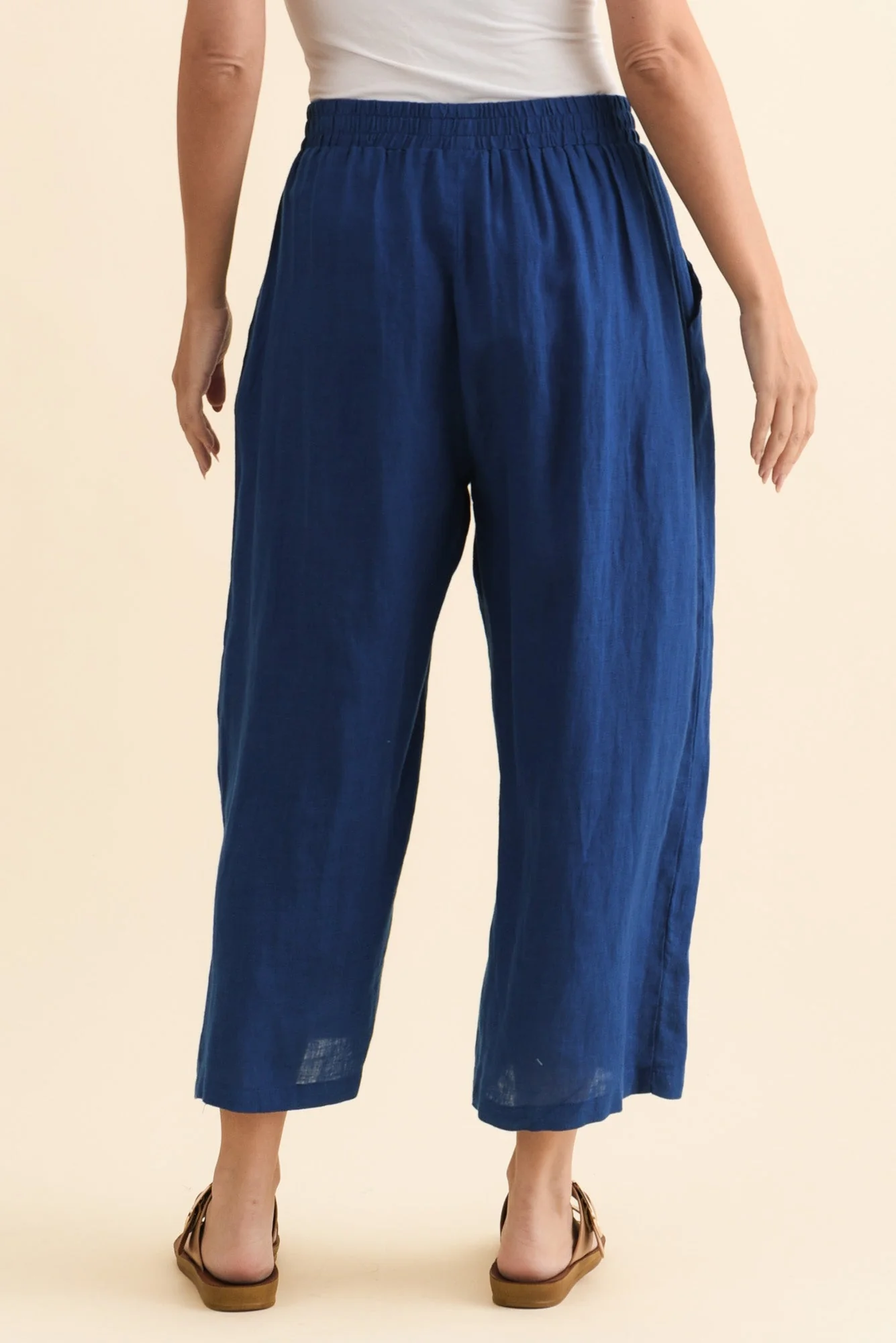 Olga Cobalt Linen Wide Leg Pants - Image 4
