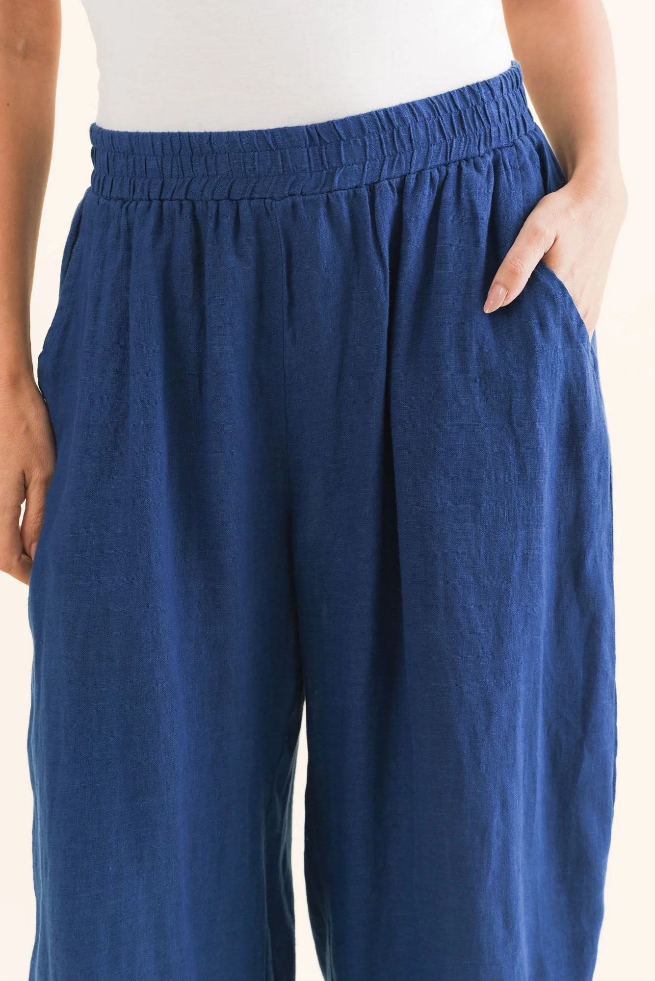 Olga Cobalt Linen Wide Leg Pants - Image 5