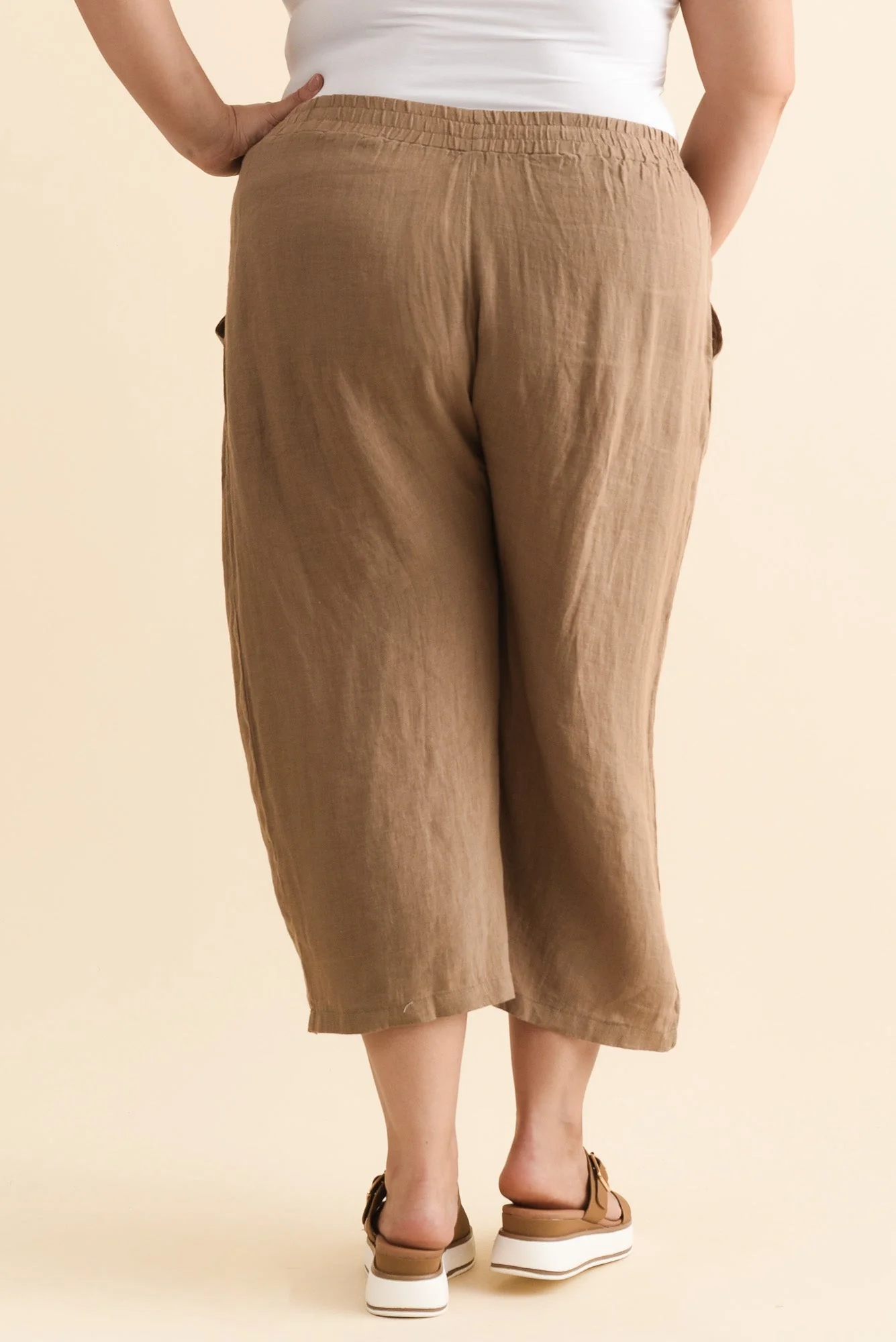 Olga Mocha Linen Wide Leg Pants - Image 10