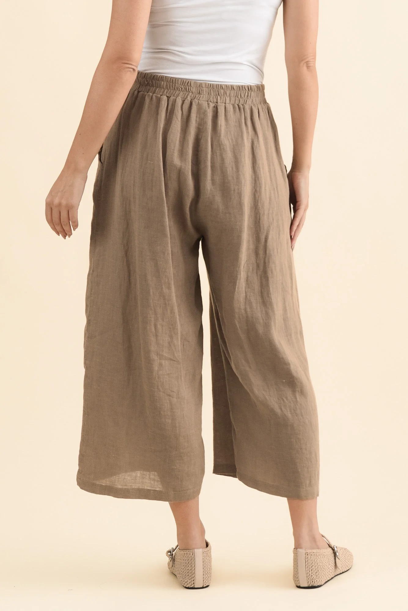 Olga Mocha Linen Wide Leg Pants - Image 5