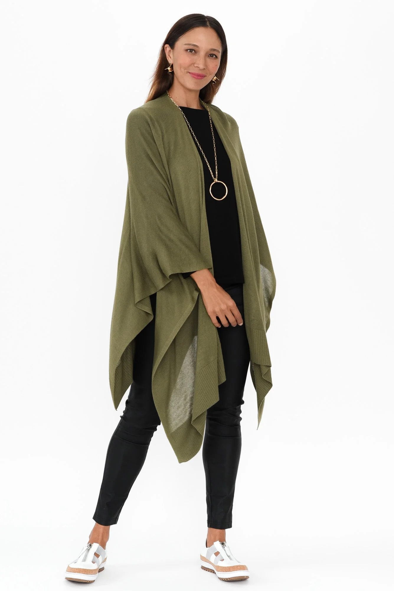 Olive Bamboo Cashmere Knit Wrap - Image 2
