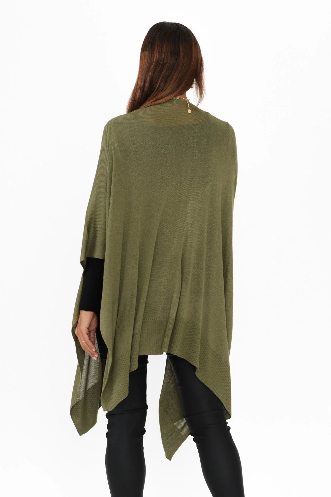 Olive Bamboo Cashmere Knit Wrap - Image 4