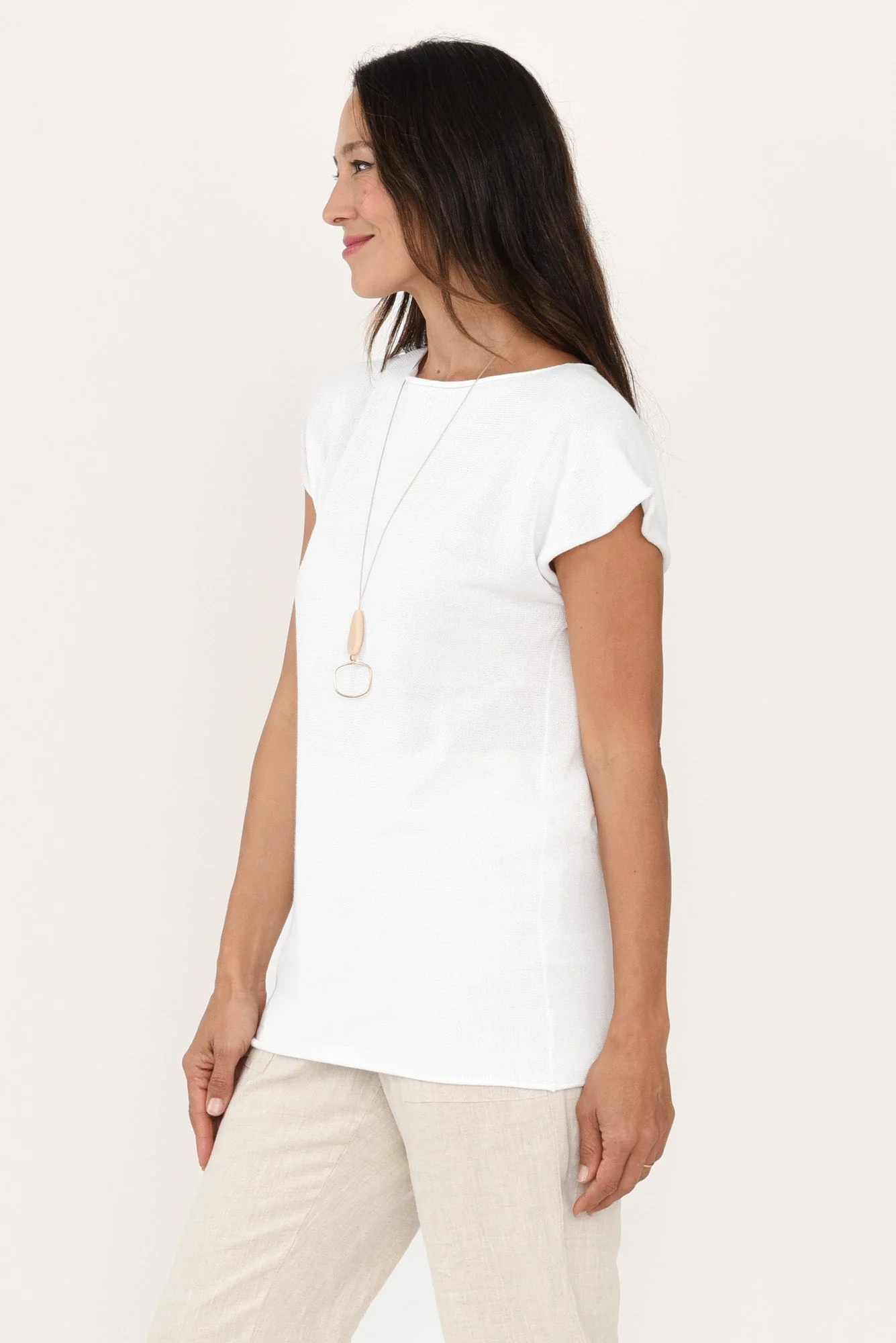 Ollie White Cotton Knit Tee - Image 3