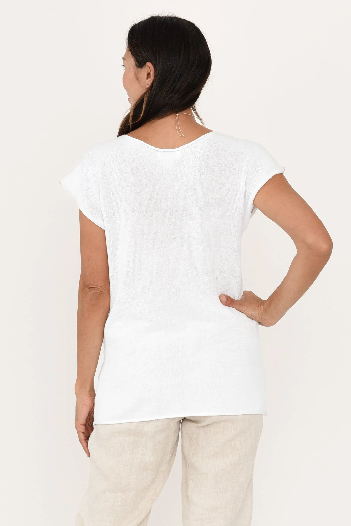 Ollie White Cotton Knit Tee - Image 4