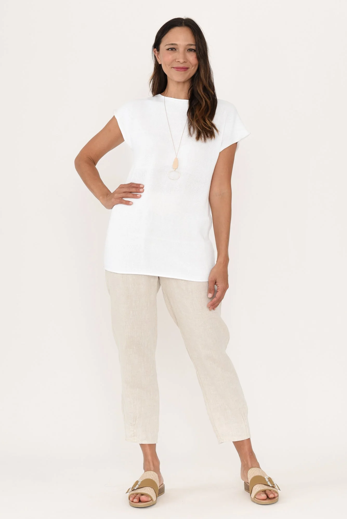 Ollie White Cotton Knit Tee - Image 6