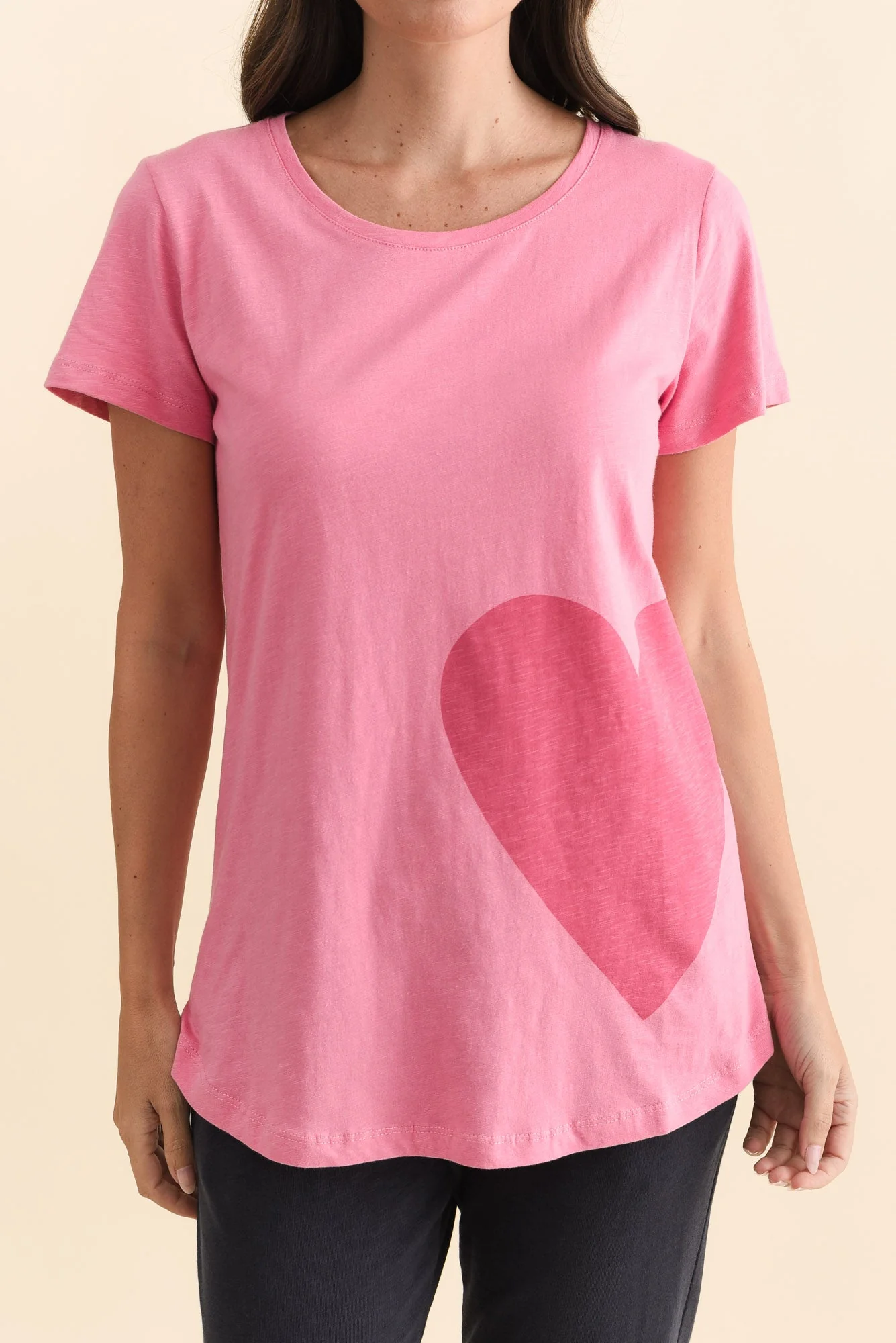 One Heart Blush Pink Cotton Tee - Image 5