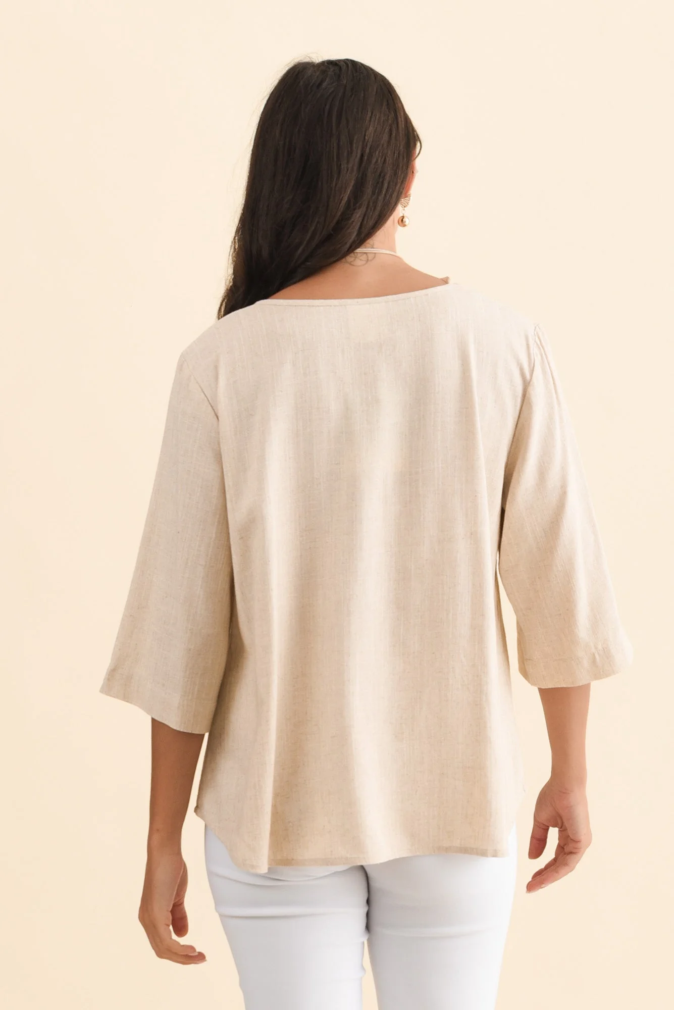 Ophelia Beige Scoop Neck Top - Image 4