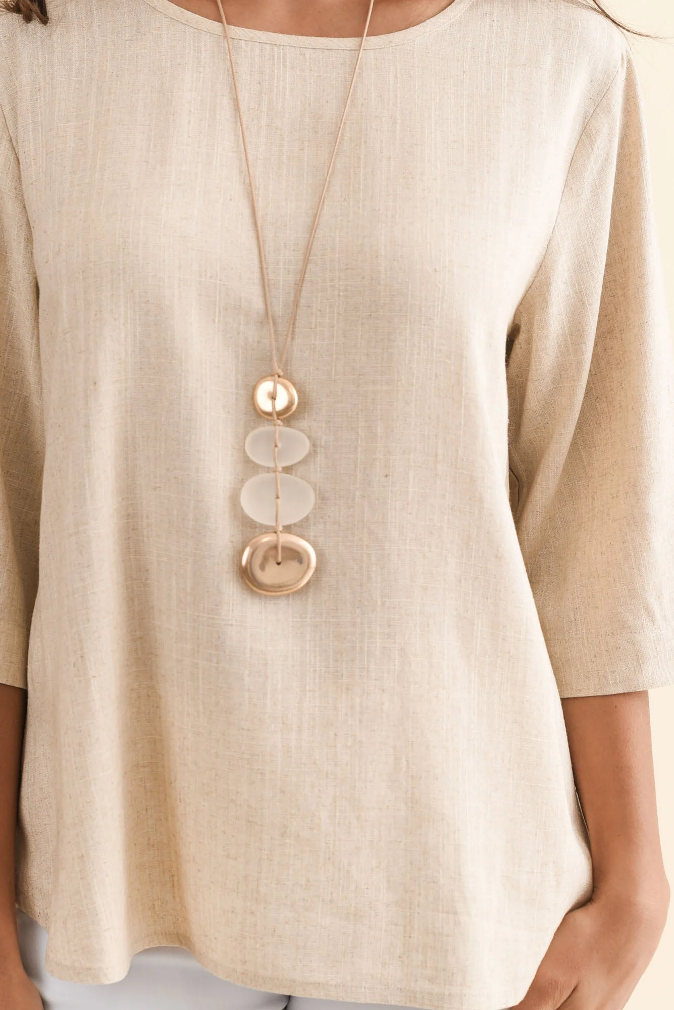 Ophelia Beige Scoop Neck Top - Image 5