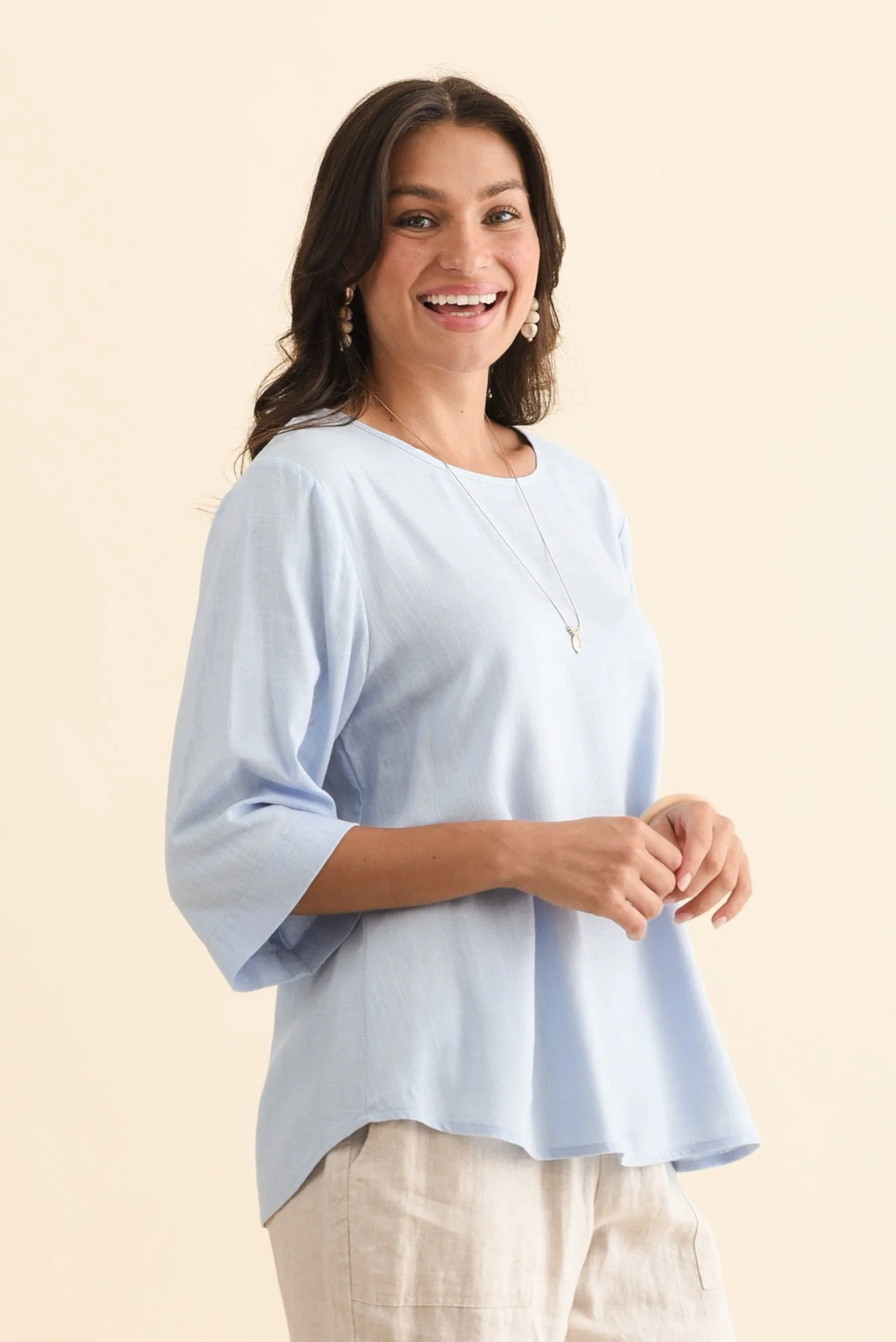 Ophelia Light Blue Scoop Neck Top - Image 3