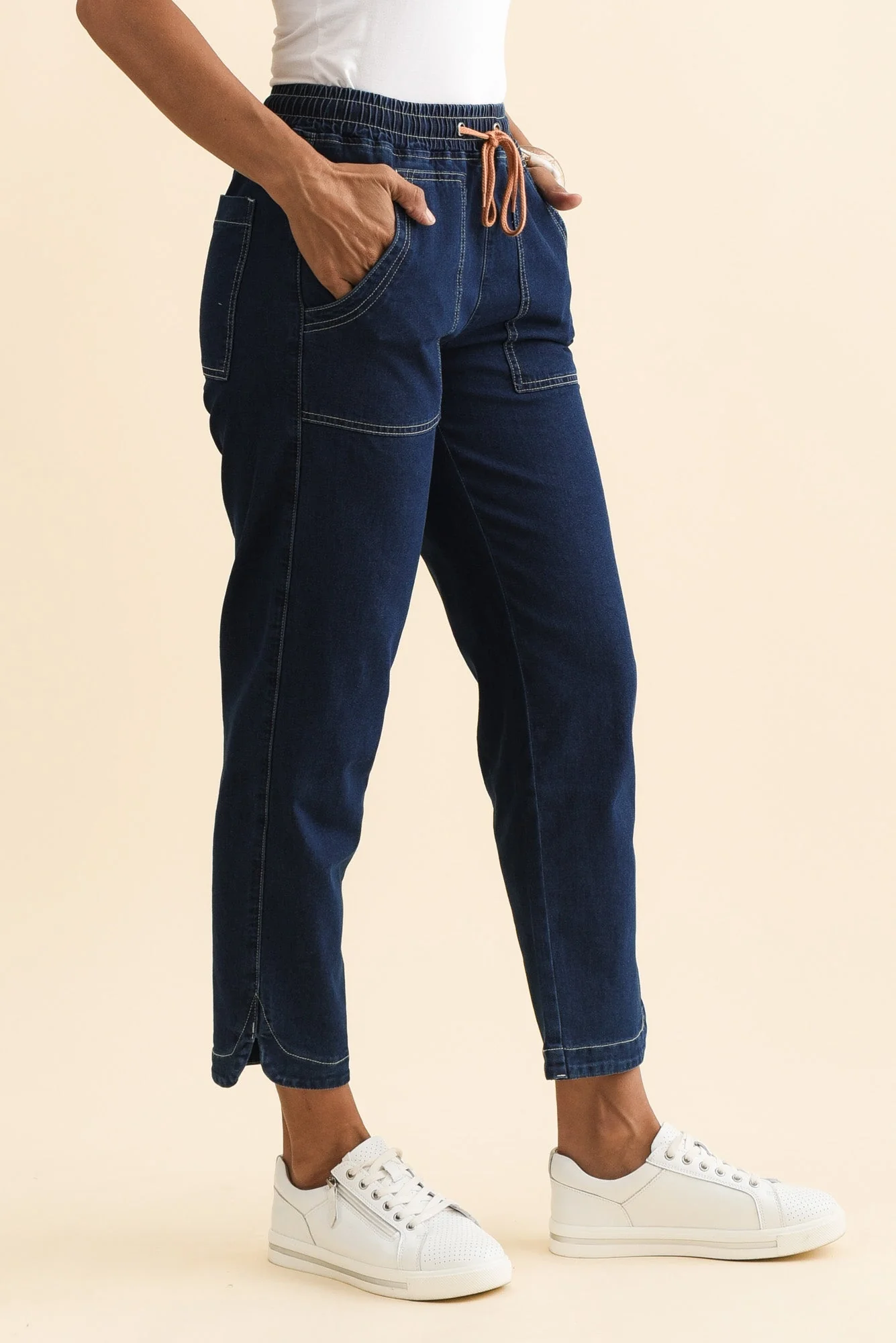 Orbe Indigo Denim Drawstring Jeans - Image 3