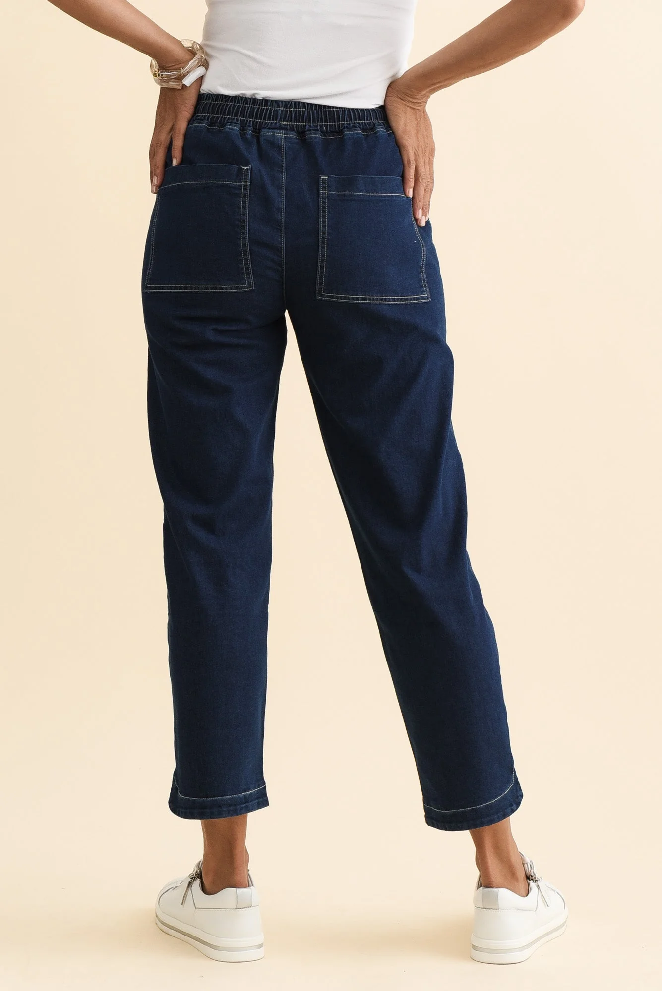 Orbe Indigo Denim Drawstring Jeans - Image 4
