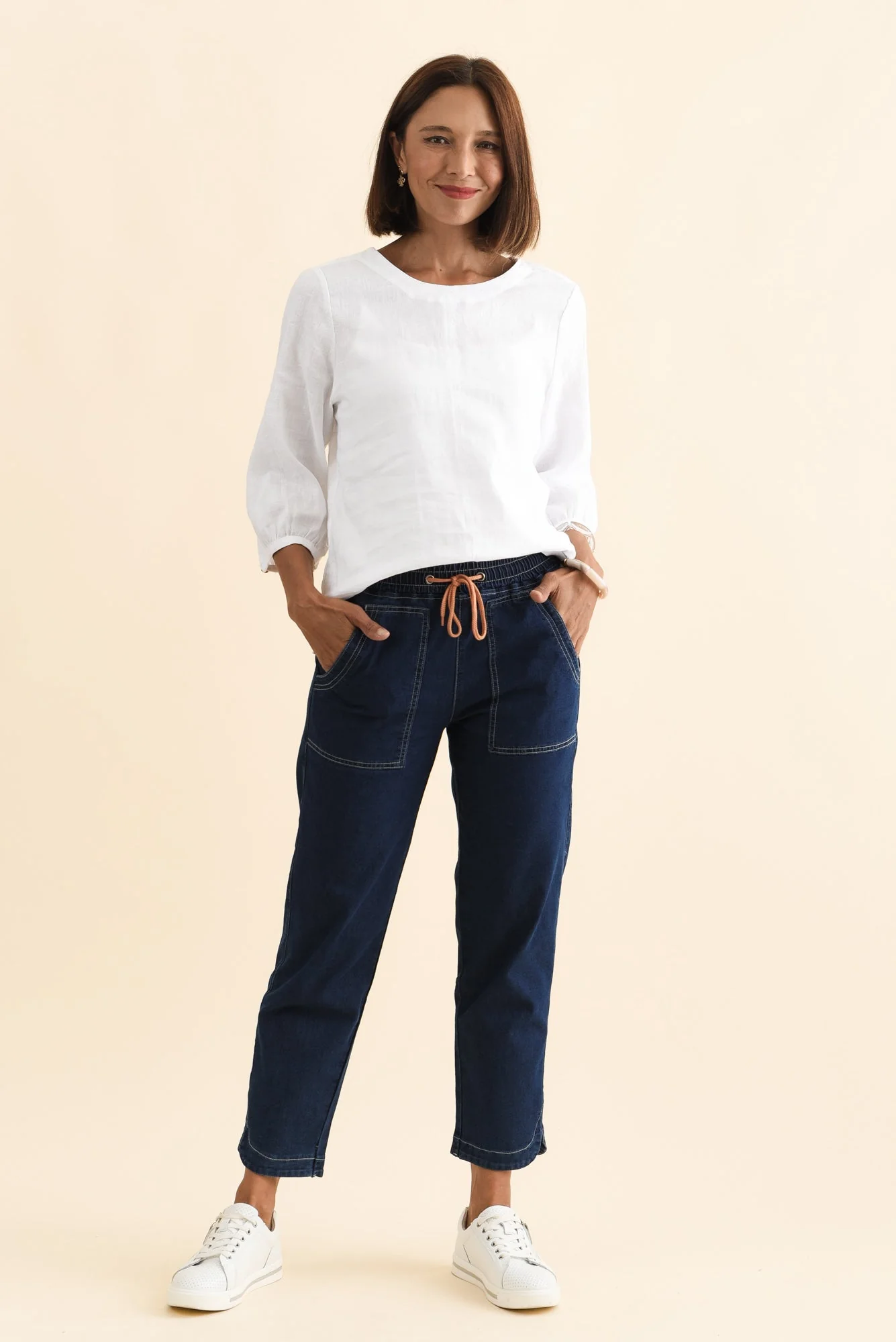 Orbe Indigo Denim Drawstring Jeans - Image 5