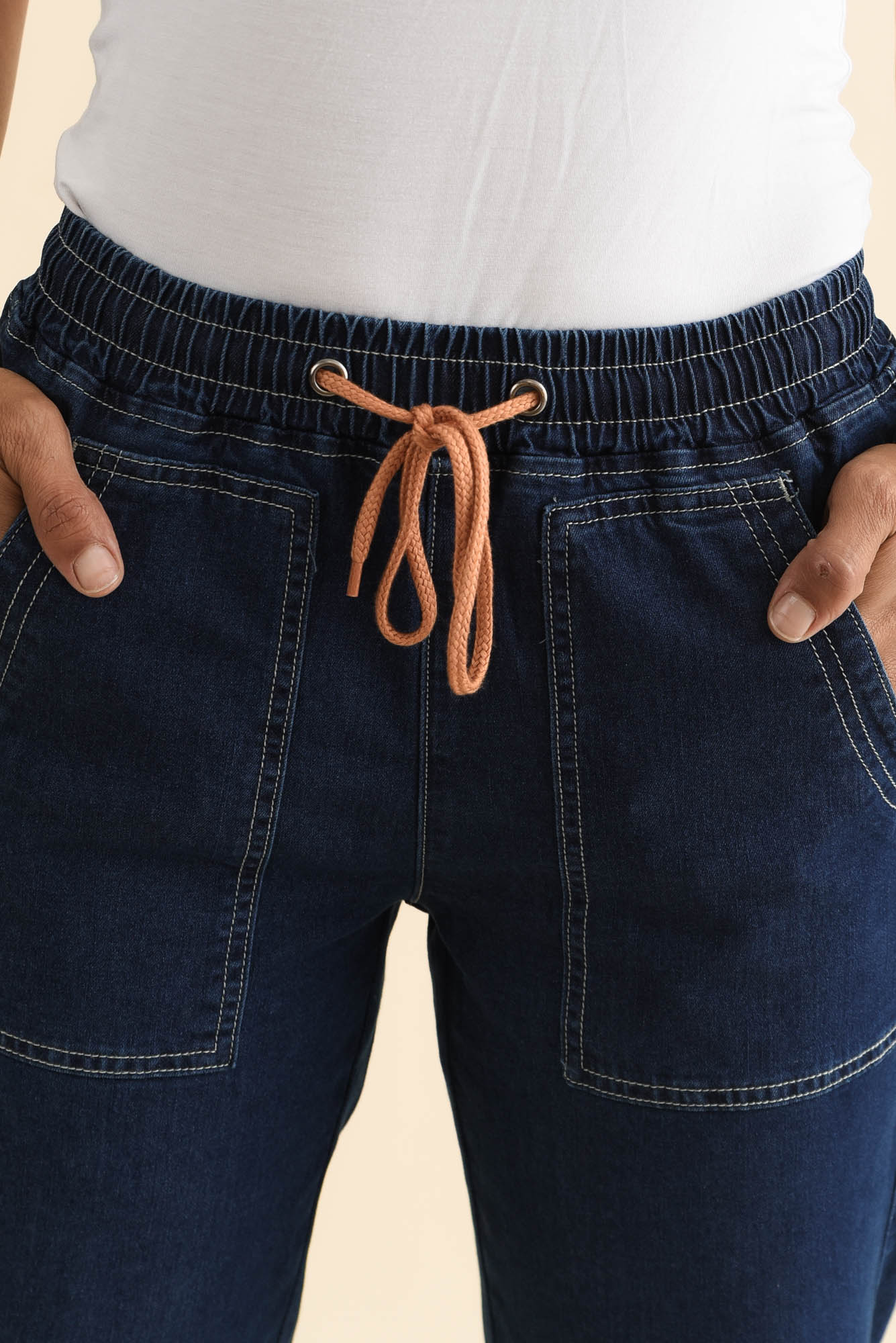 Orbe Indigo Denim Drawstring Jeans - Image 6