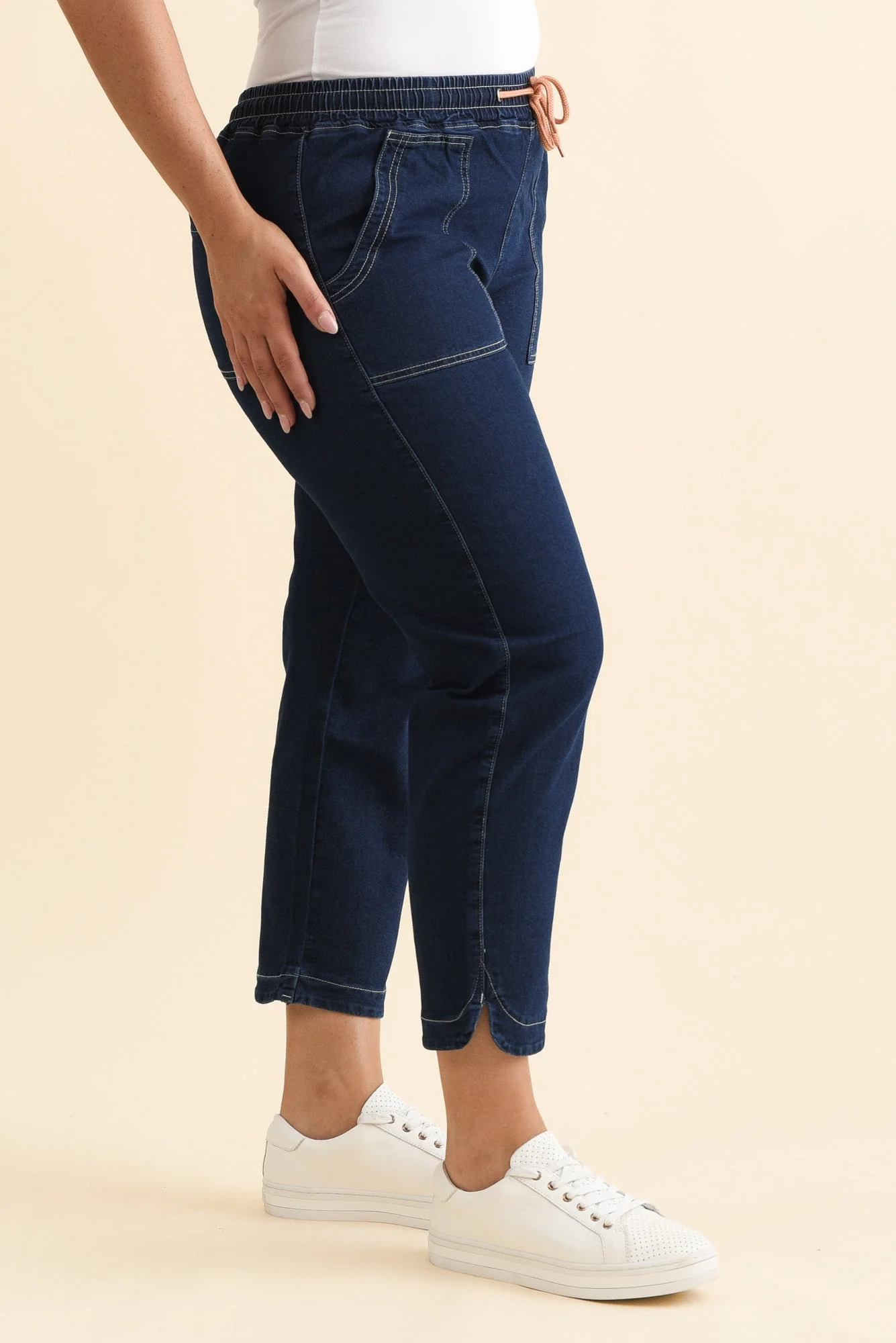 Orbe Indigo Denim Drawstring Jeans - Image 9