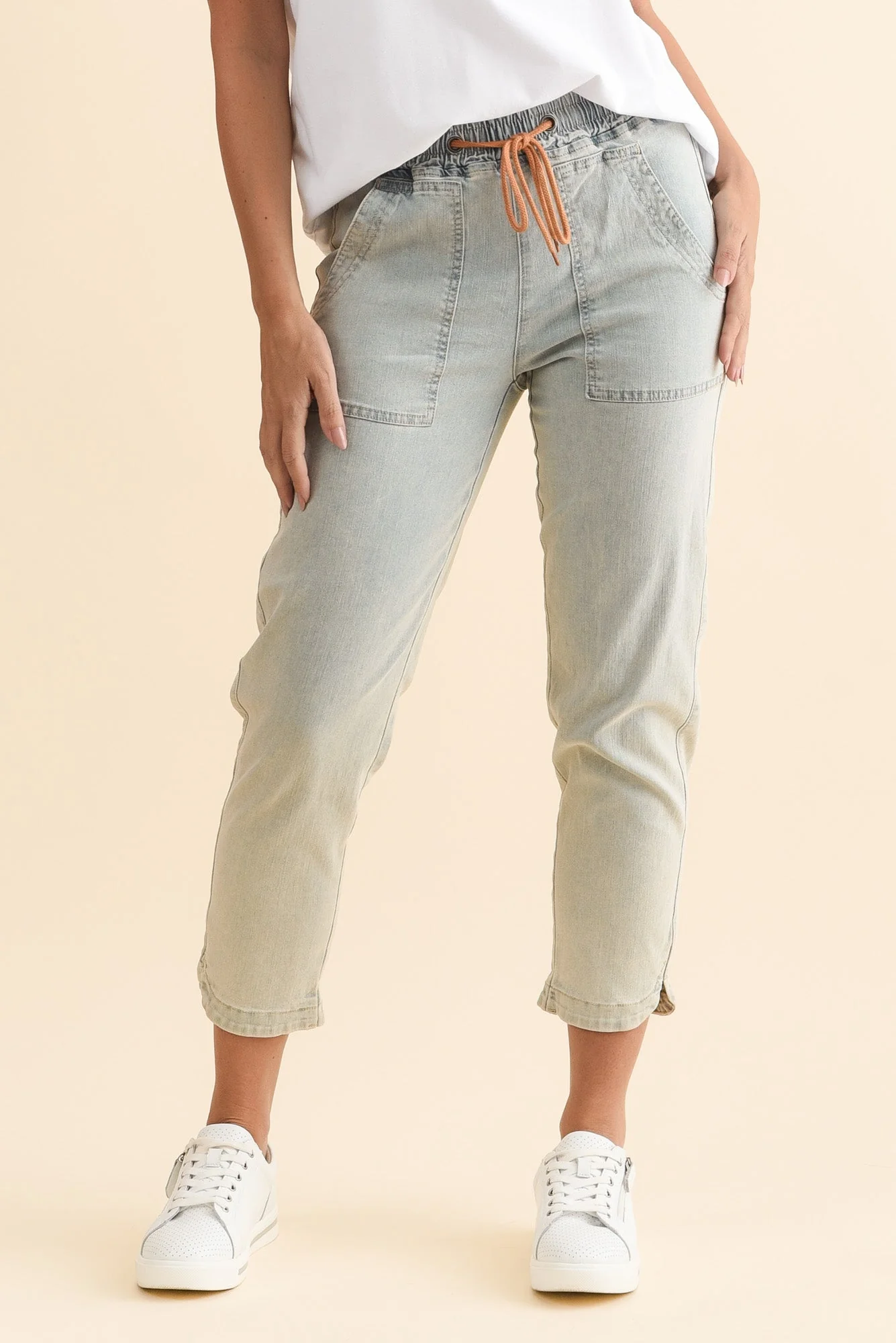 Orbe Light Blue Denim Drawstring Jeans - Image 2