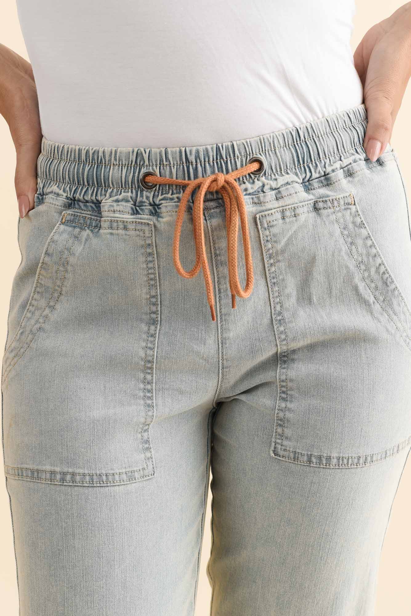 Orbe Light Blue Denim Drawstring Jeans - Image 6