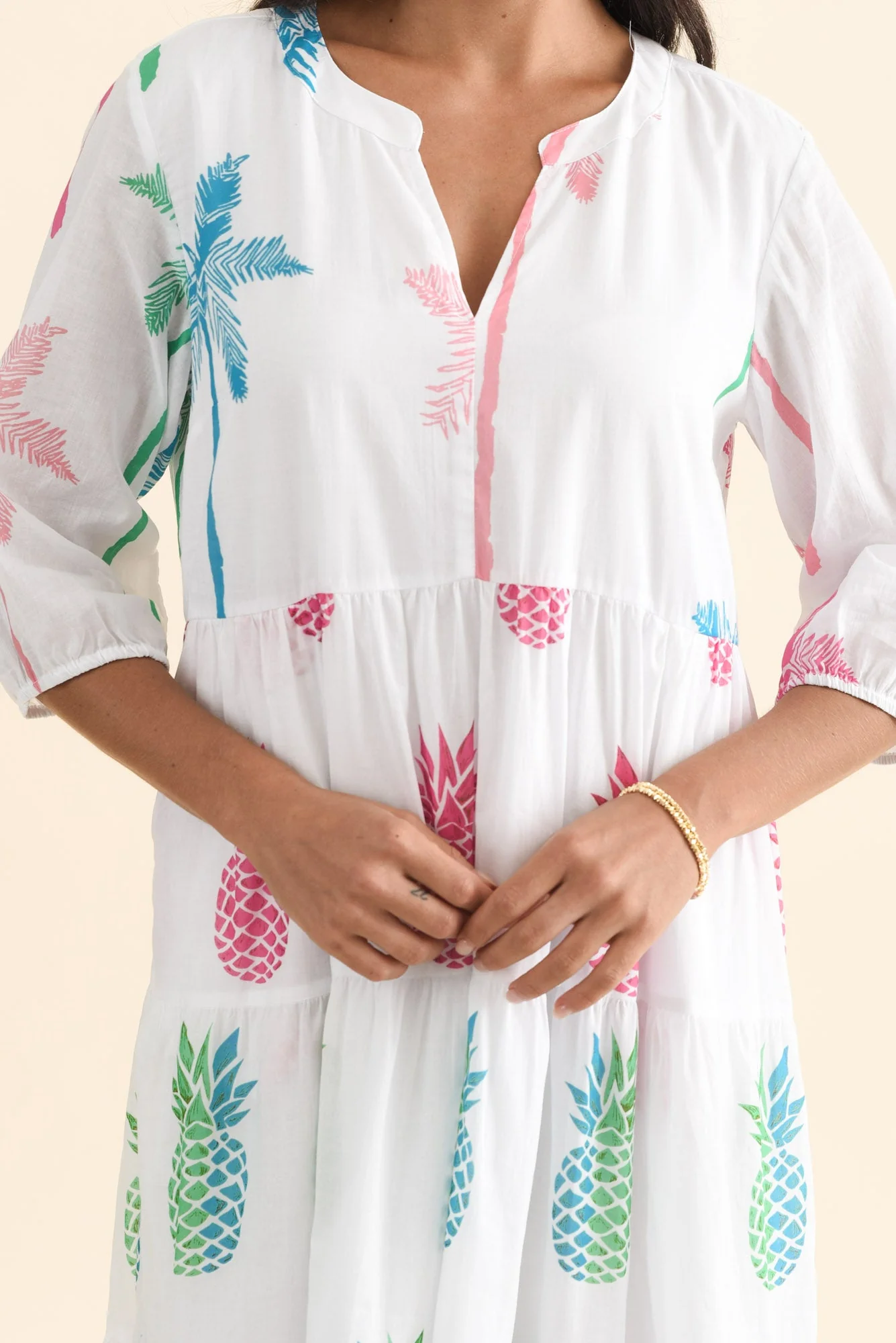 Oren White Tropical Cotton Tier Dress - Image 5