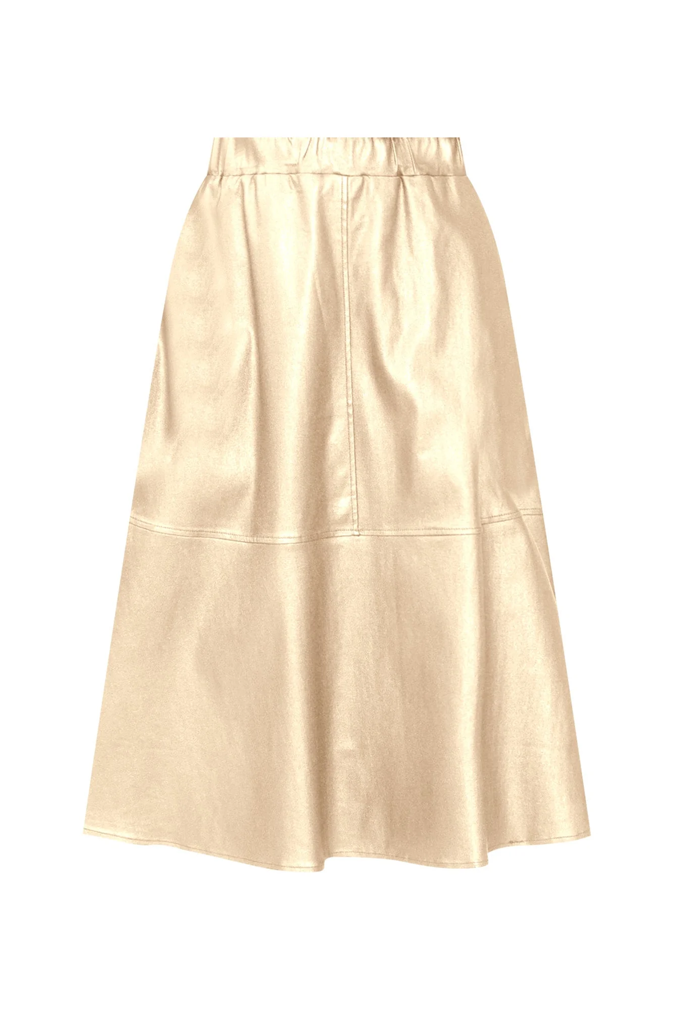 Oriel Gold Faux Leather Midi Skirt - Image 3