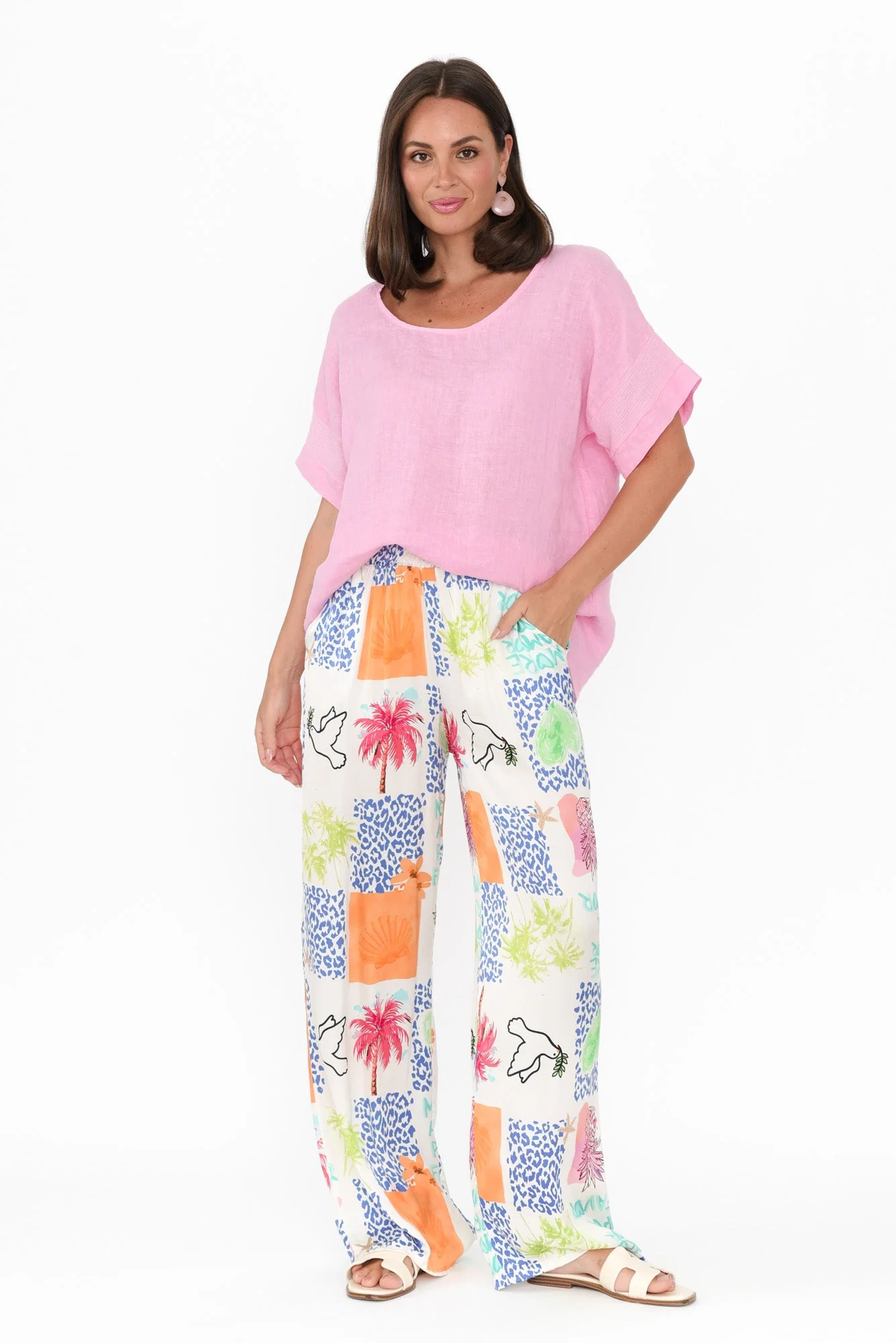Orina White Jungle Wide Leg Pants - Image 4
